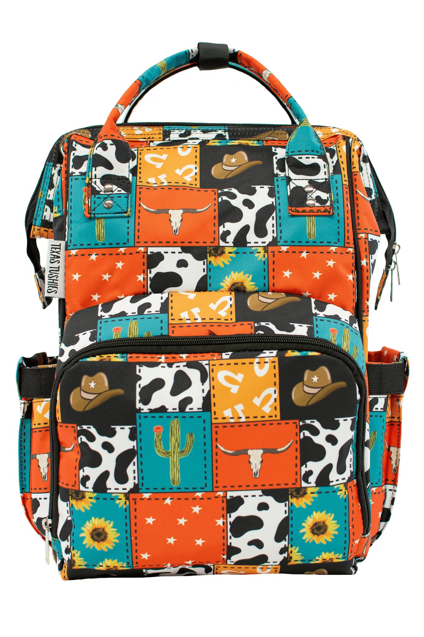 Cowboy Patches Diaper Bag Trendy Backpack Style For Busy Parents Texas Tushies
