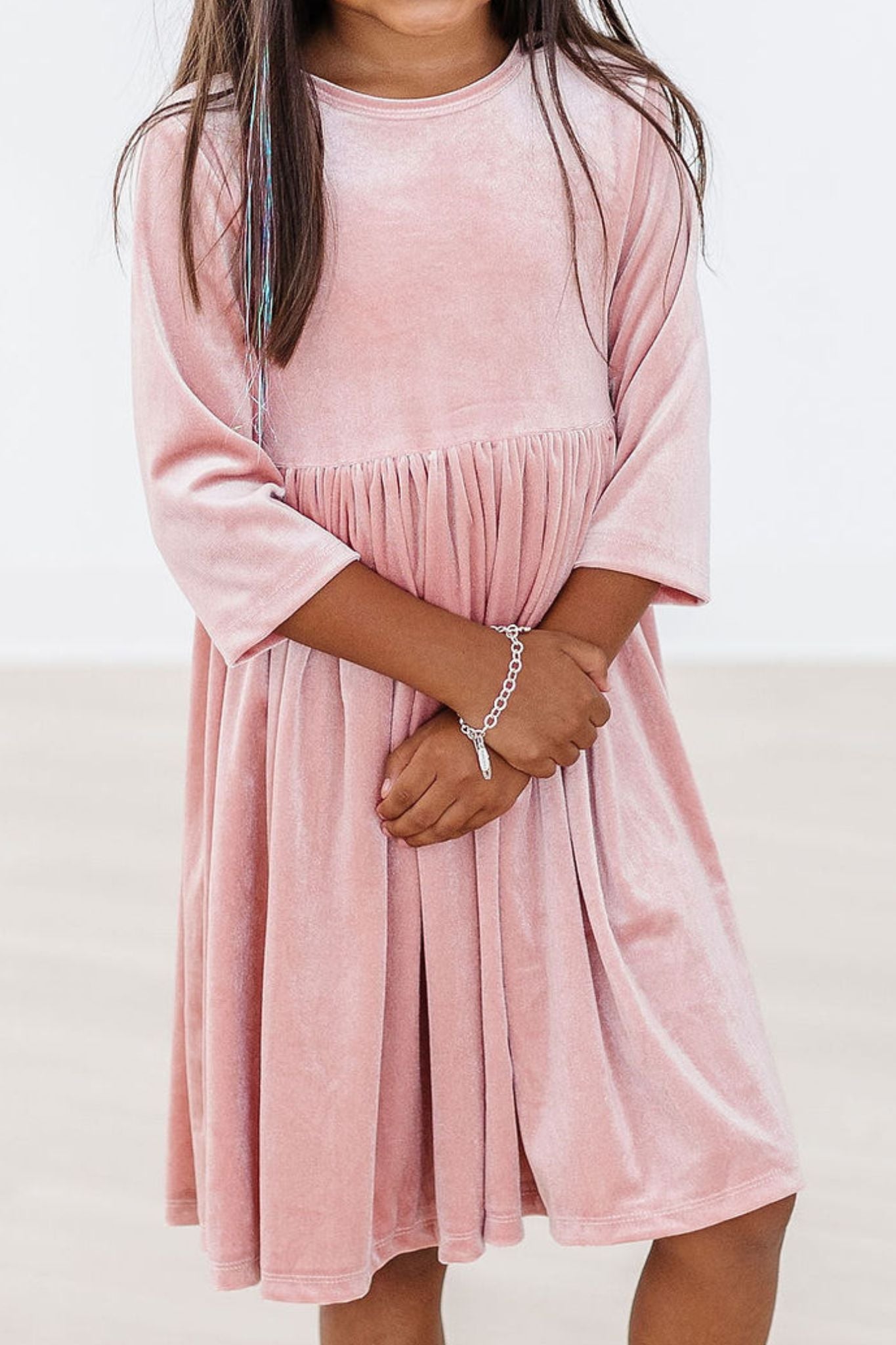 Mila & Rose ® Vintage Pink Velvet Twirl Dress For Girls Mila Rose - Apparel & Accessories > Clothing > Dresses Velvet Twirl Dress
