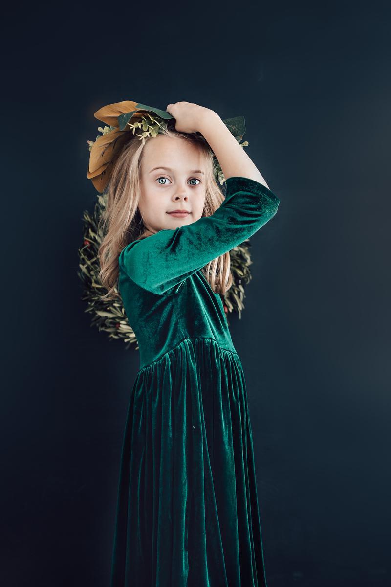 Mila & Rose ® Hunter Green Velvet Twirl Dress for Special Occasions - Apparel & Accessories > Clothing > Dresses Velvet Twirl Dress