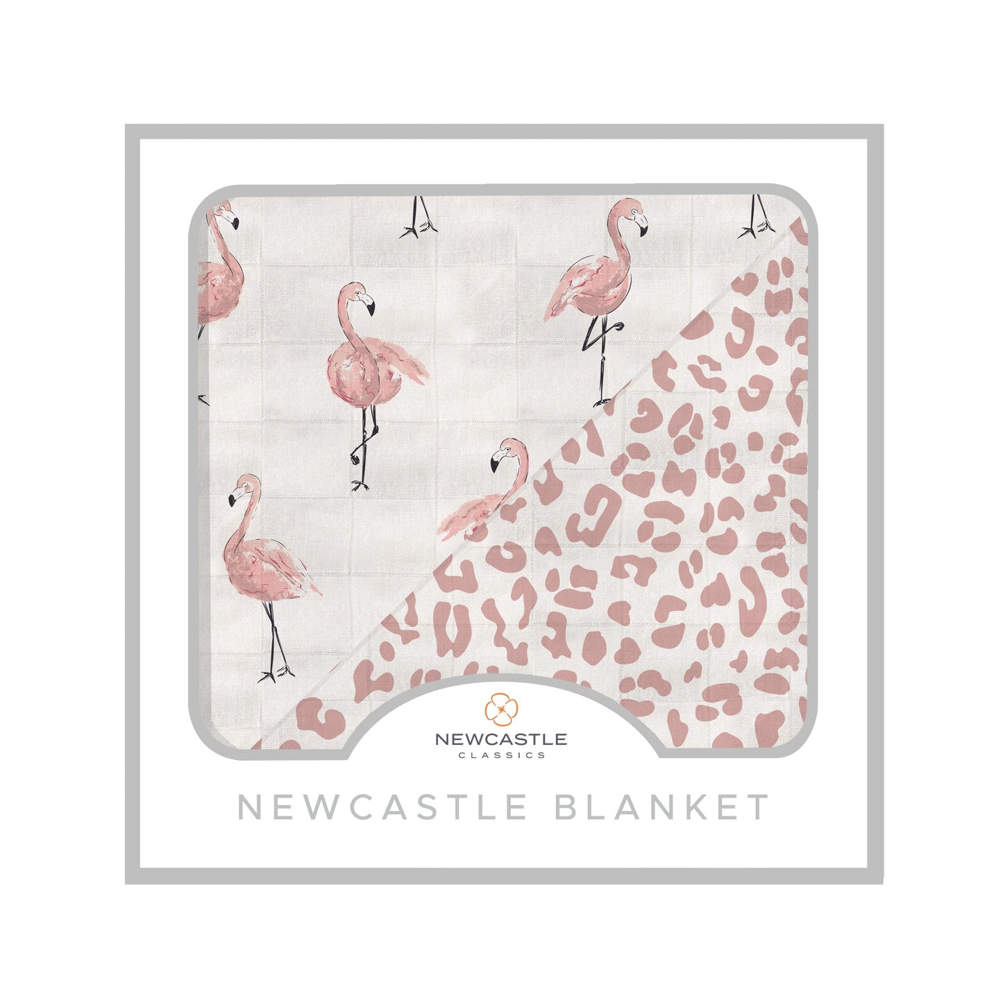 Dancing Flamingo and Little Leopard Newcastle Blanket 100 Percent Natural Bamboo Muslin 47 Inch x 47 Inch Four Layer Soft Breathable Baby Blanket Newcastle Classics