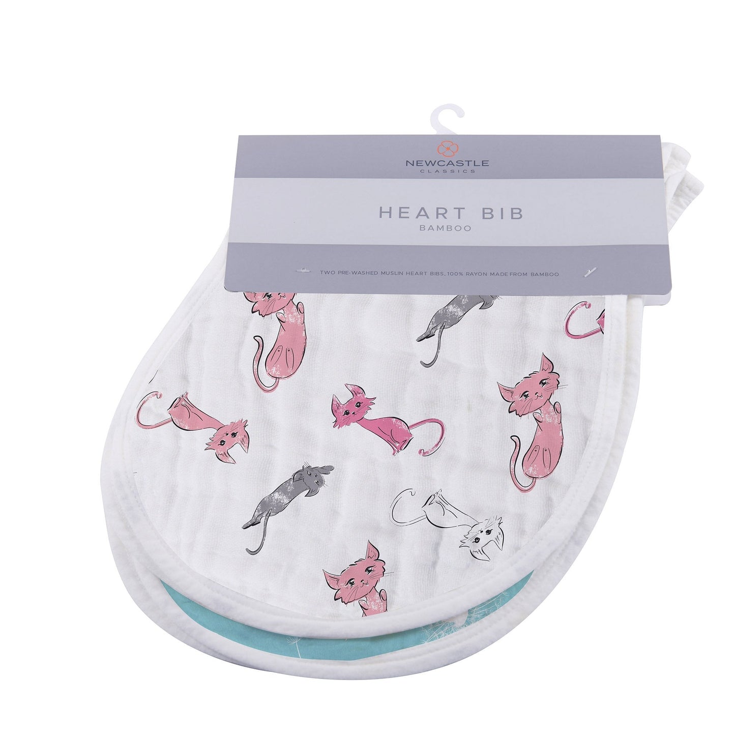 Dandelions Bamboo Heart Bib 2 Pack Soft Absorbent Muslin Feeding Teething Bibs Newcastle Classics