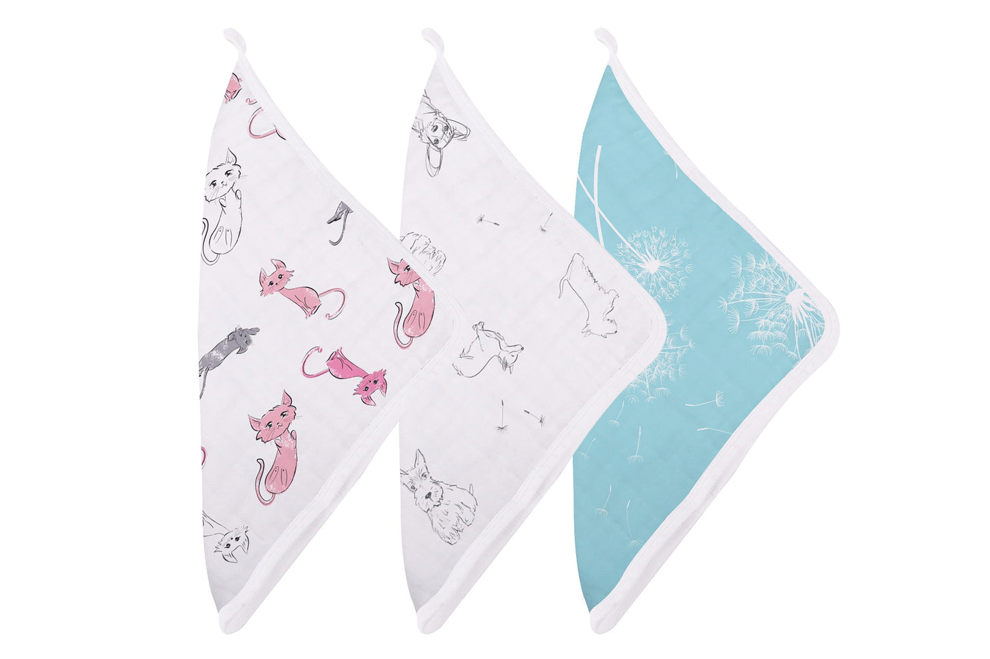 Dandelions Bamboo Washcloth Set of 3 Natural Muslin Bath Towels 12 x 12 Inches Newcastle Classics