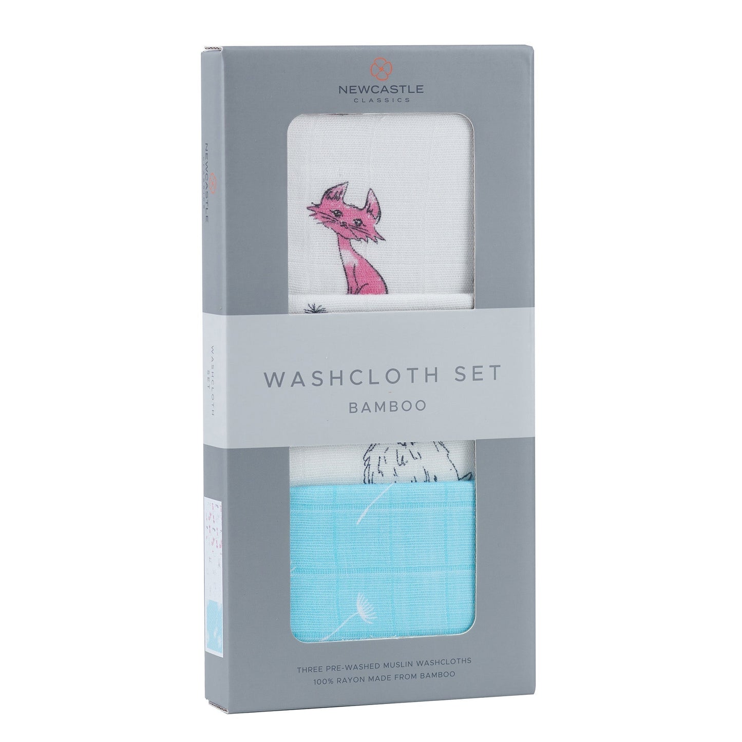 Dandelions Bamboo Washcloth Set of 3 Natural Muslin Bath Towels 12 x 12 Inches Newcastle Classics