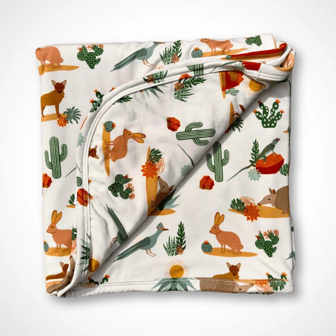 Kolorful Desert Friends Bamboo Blanket Soft Stretchy Swaddle Nursing Cover Stroller Tummy Time - Everetts Place Boutique -