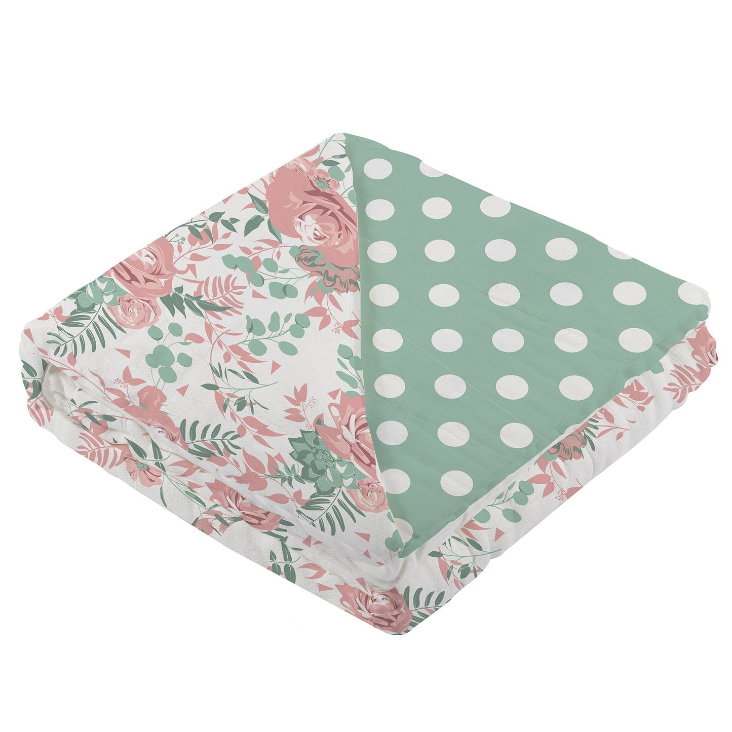 Desert Rose And Jade Polka Dot Cotton Muslin Blanket 47 Inch x 47 Inch Soft Breathable Kids Blanket Newcastle Classics