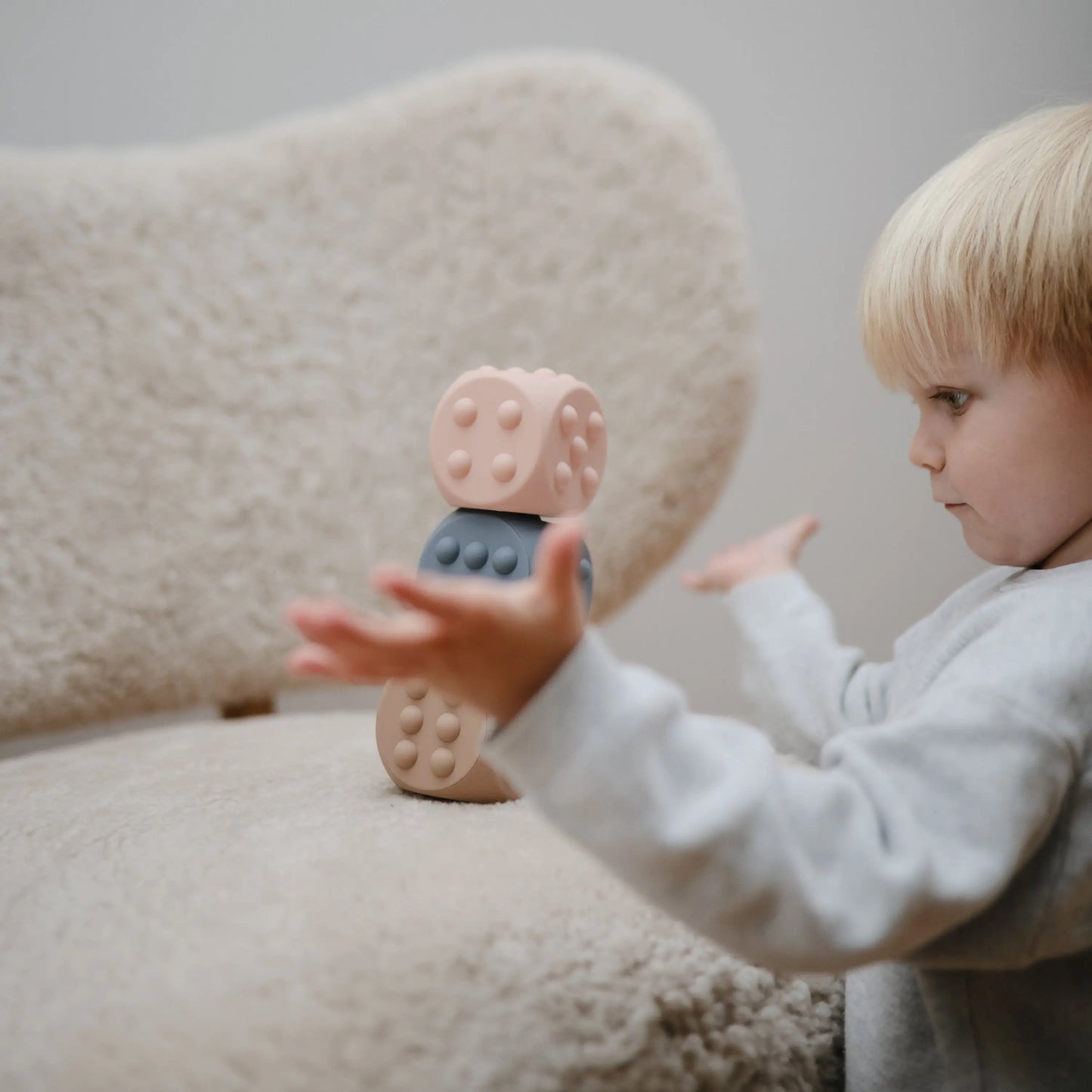 Mushie Dice Press Toy for Fine Motor Skill Development and Learning Mushie