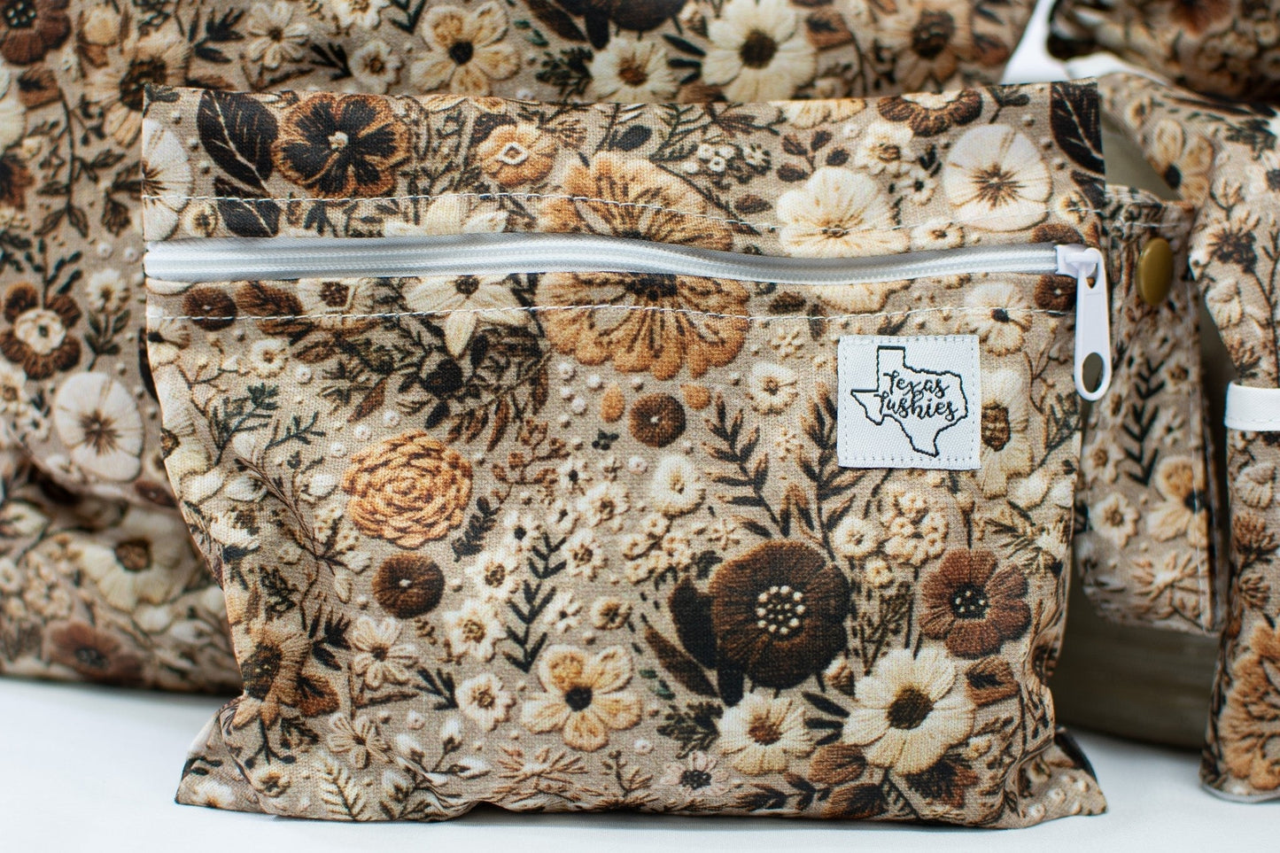 Elenor Embroidery Mini Wet Bag for Snacks Pacifiers Diapers Makeup and More Texas Tushies