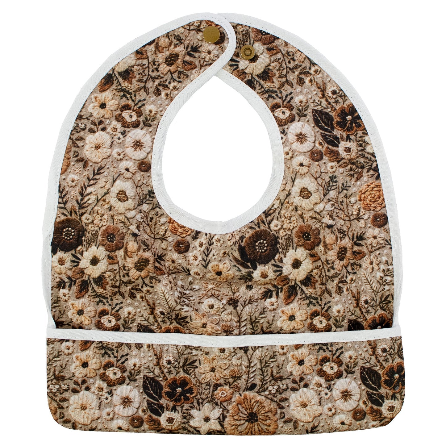 Elenor Embroidery Flip Bib with Pocket Machine Washable Water Resistant Texas Tushies