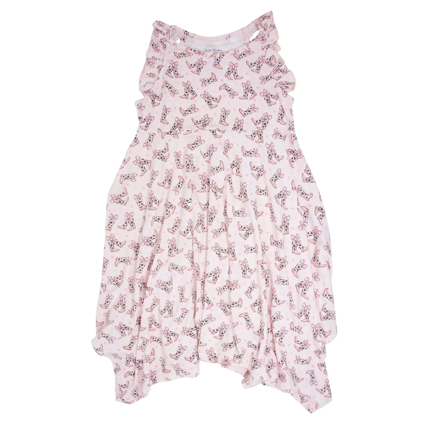 Cowhide Boots Bows Emma Racerback Dress for Girls Sweet Bamboo