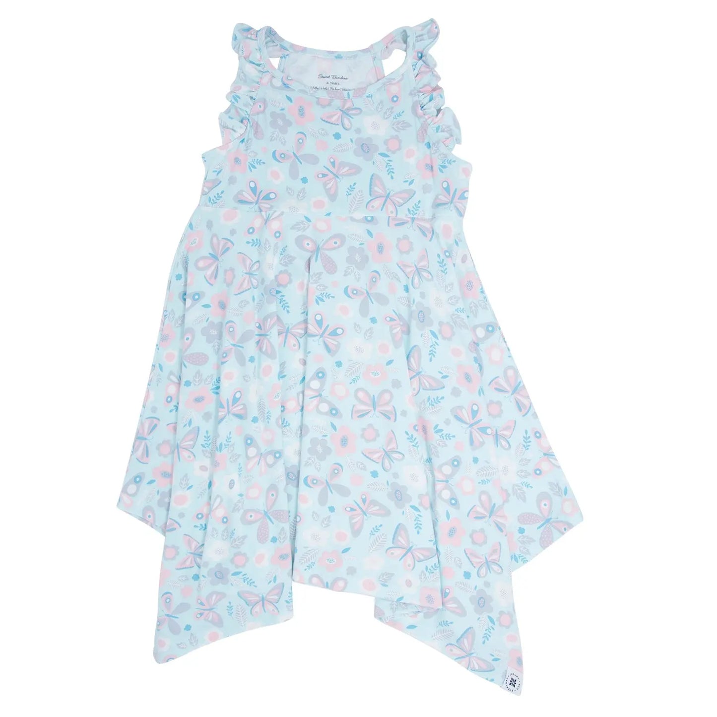 Emmas Racerback Dress for Girls with Ruffle Trim and Twirl Style Sweet Bamboo