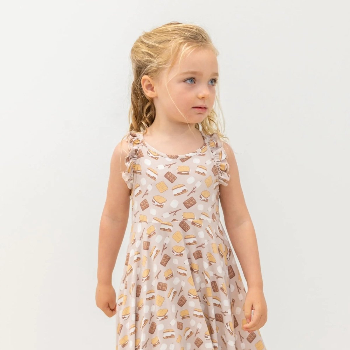 Emmas Racerback Dress For Girls With Ruffle Trim And Twirl Appeal Sweet Bamboo