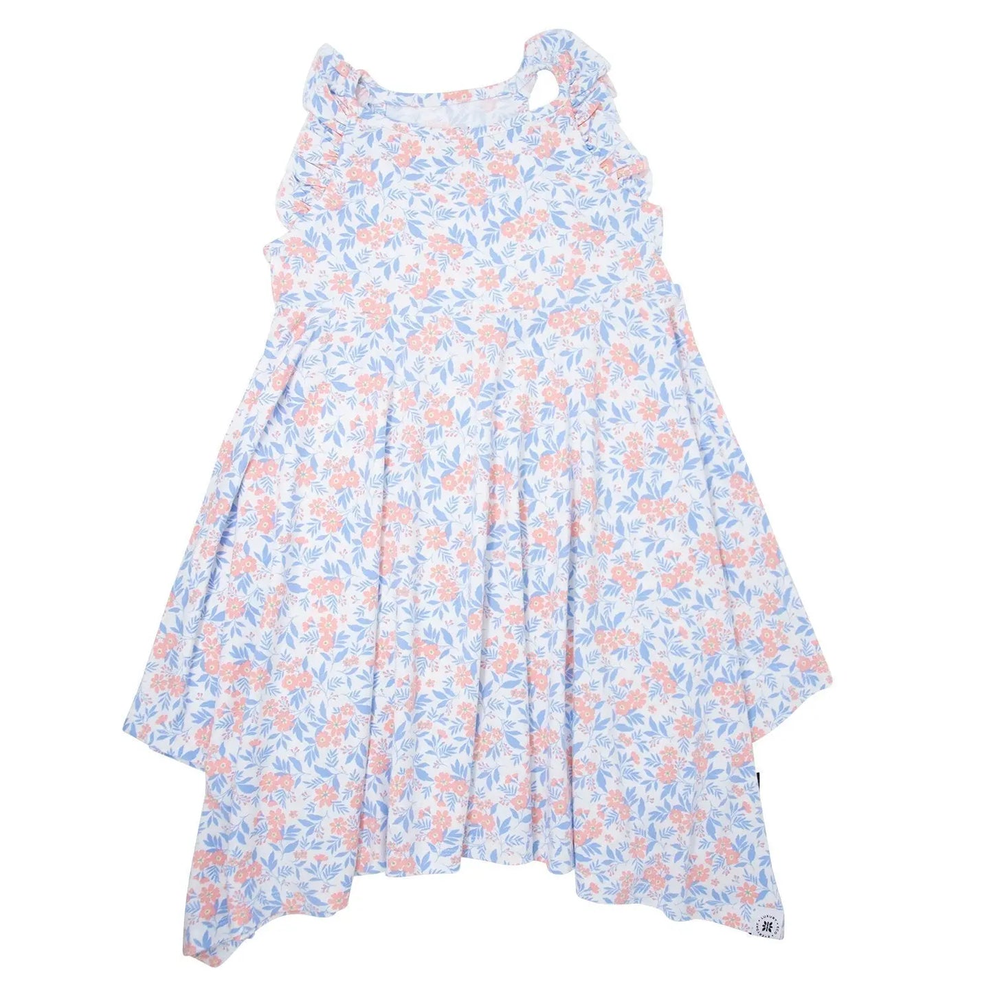 Emmas Racerback Dress for Girls with Ruffle Trim and Knee Length Design Sweet Bamboo
