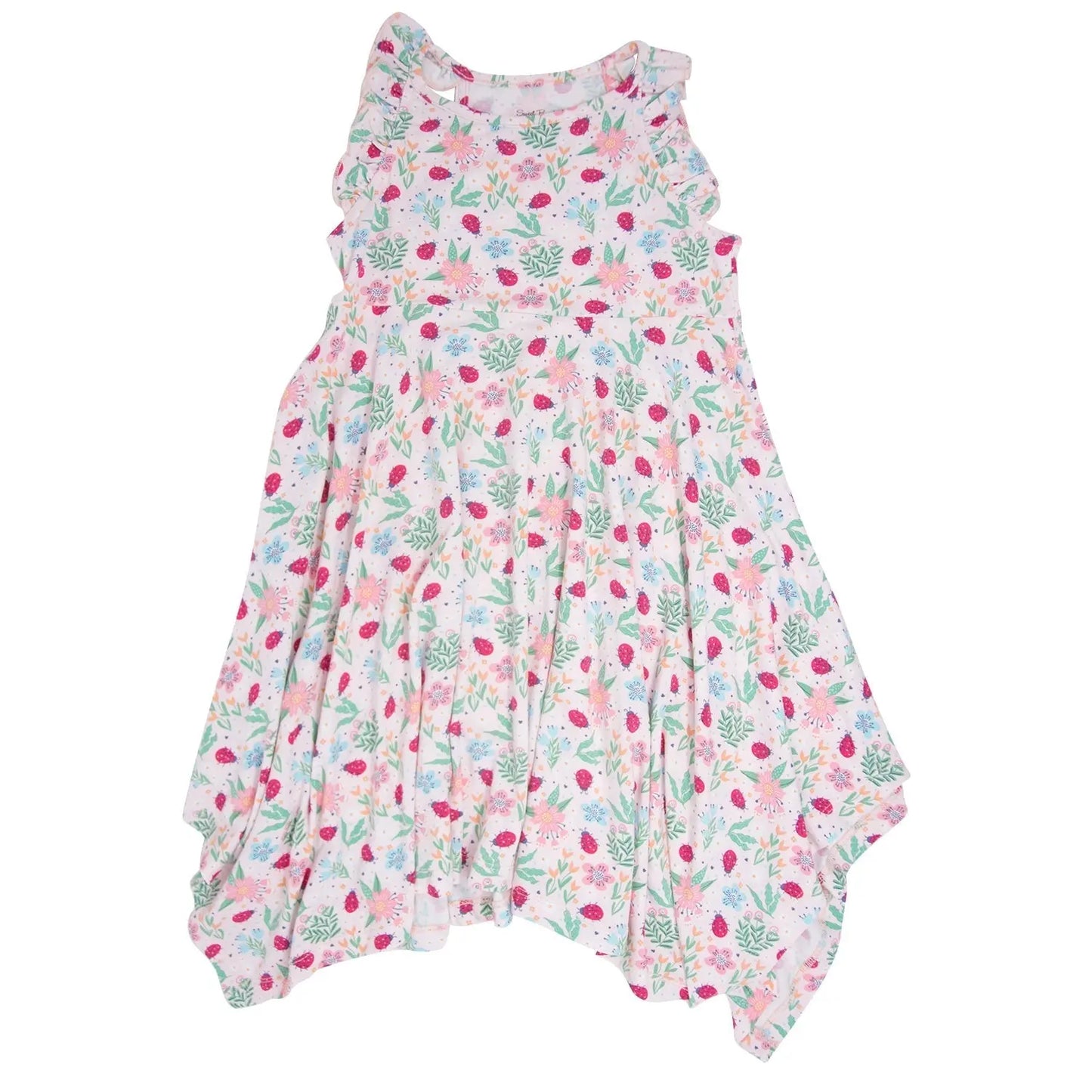 Ladybug Flower Garden Emma's Racerback Dress for Girls Sweet Bamboo