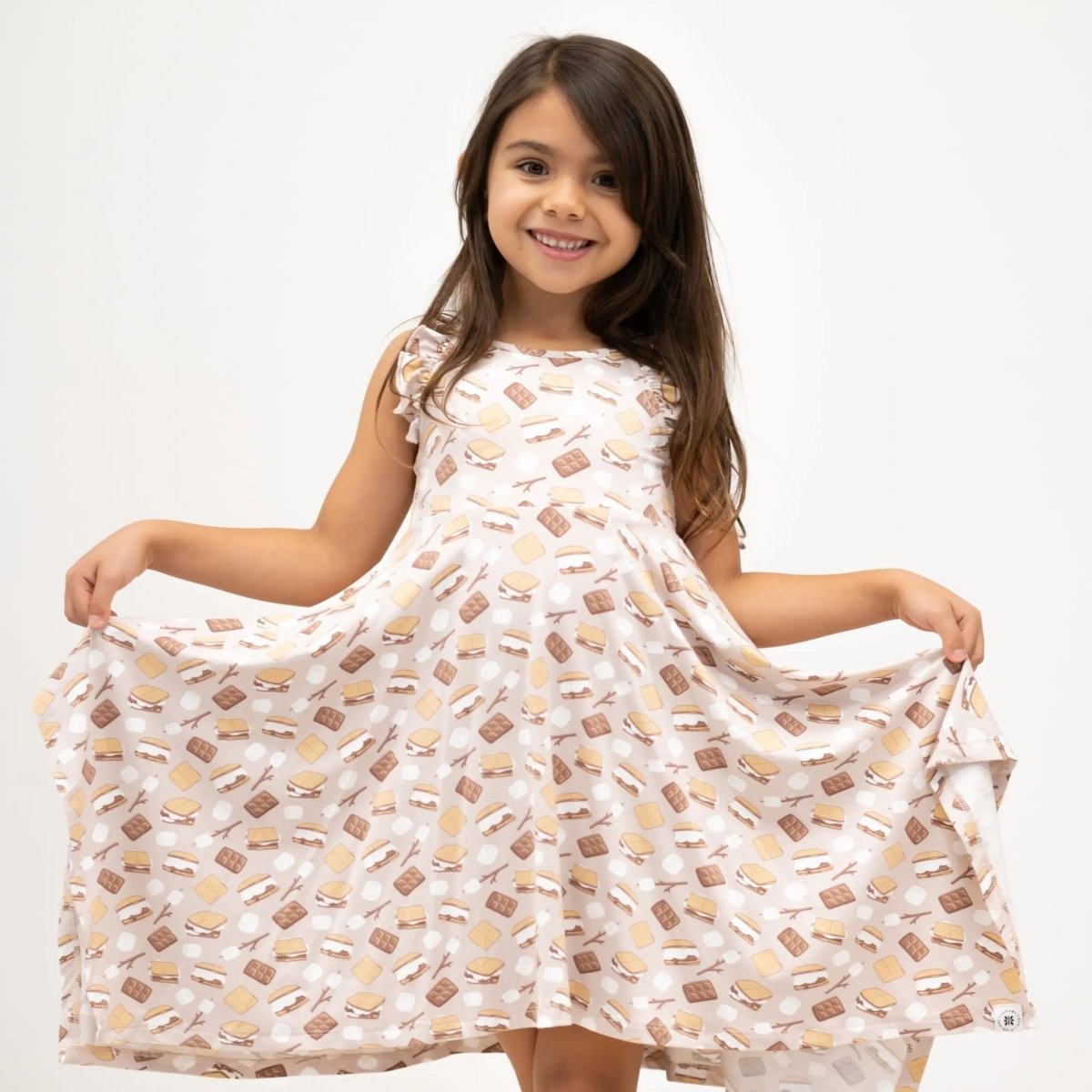 Emmas Racerback Dress For Girls With Ruffle Trim And Twirl Appeal Sweet Bamboo