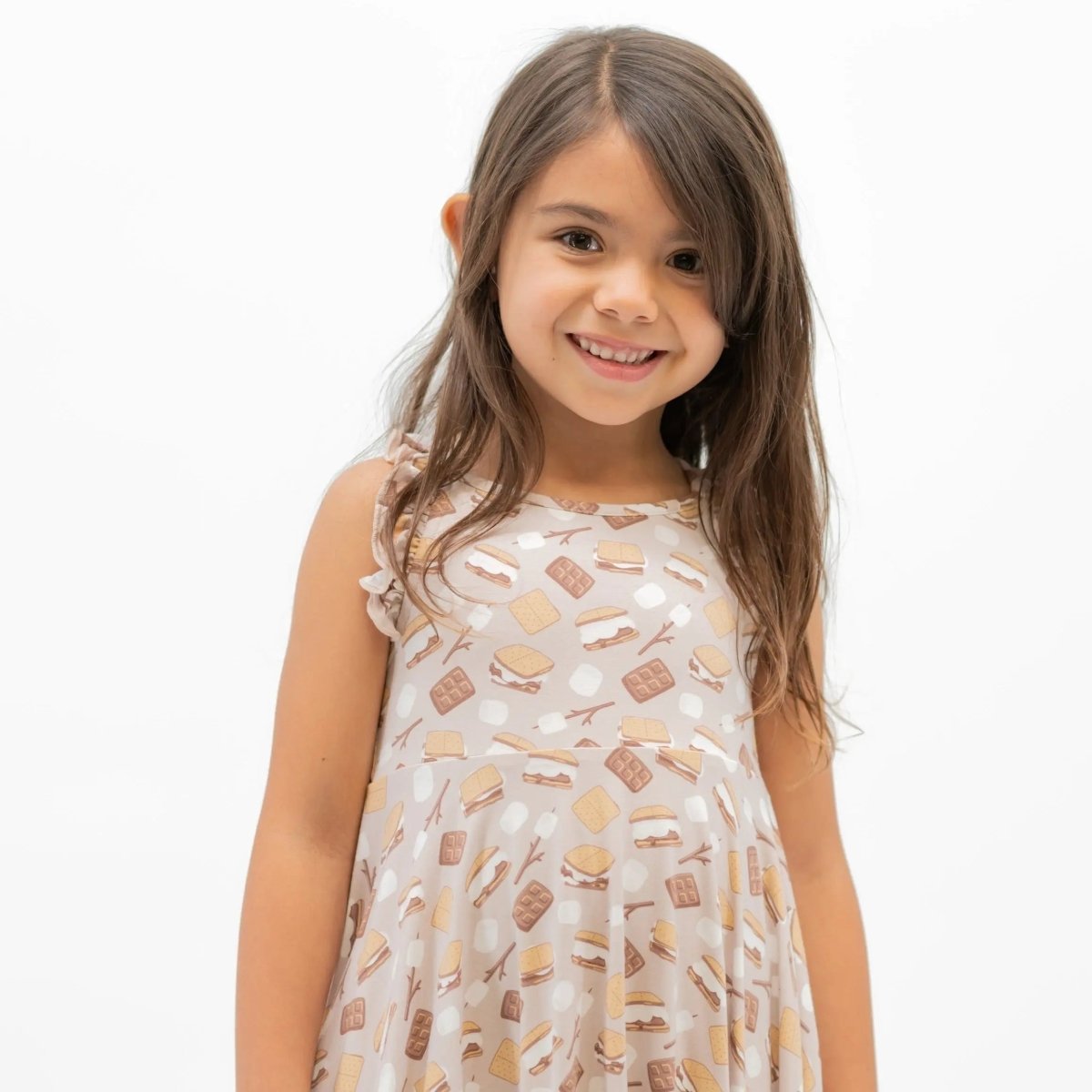 Emmas Racerback Dress For Girls With Ruffle Trim And Twirl Appeal Sweet Bamboo