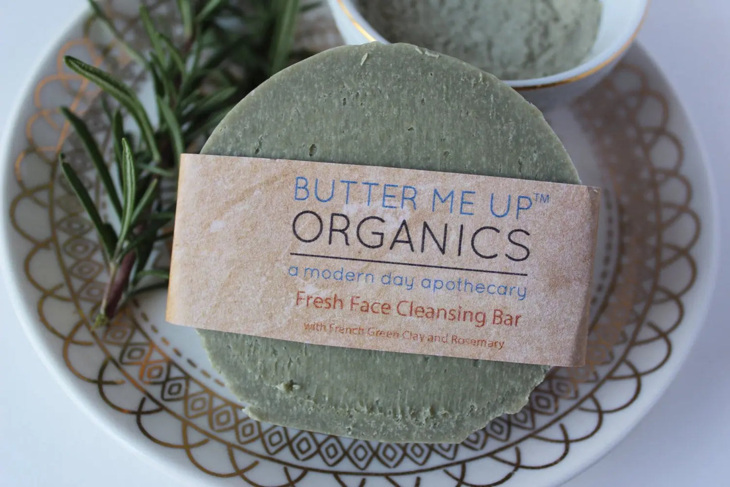 Face Wash Facial Cleansing Bar with French Green Clay and Organic Castile Soap Butter Me Up Organics