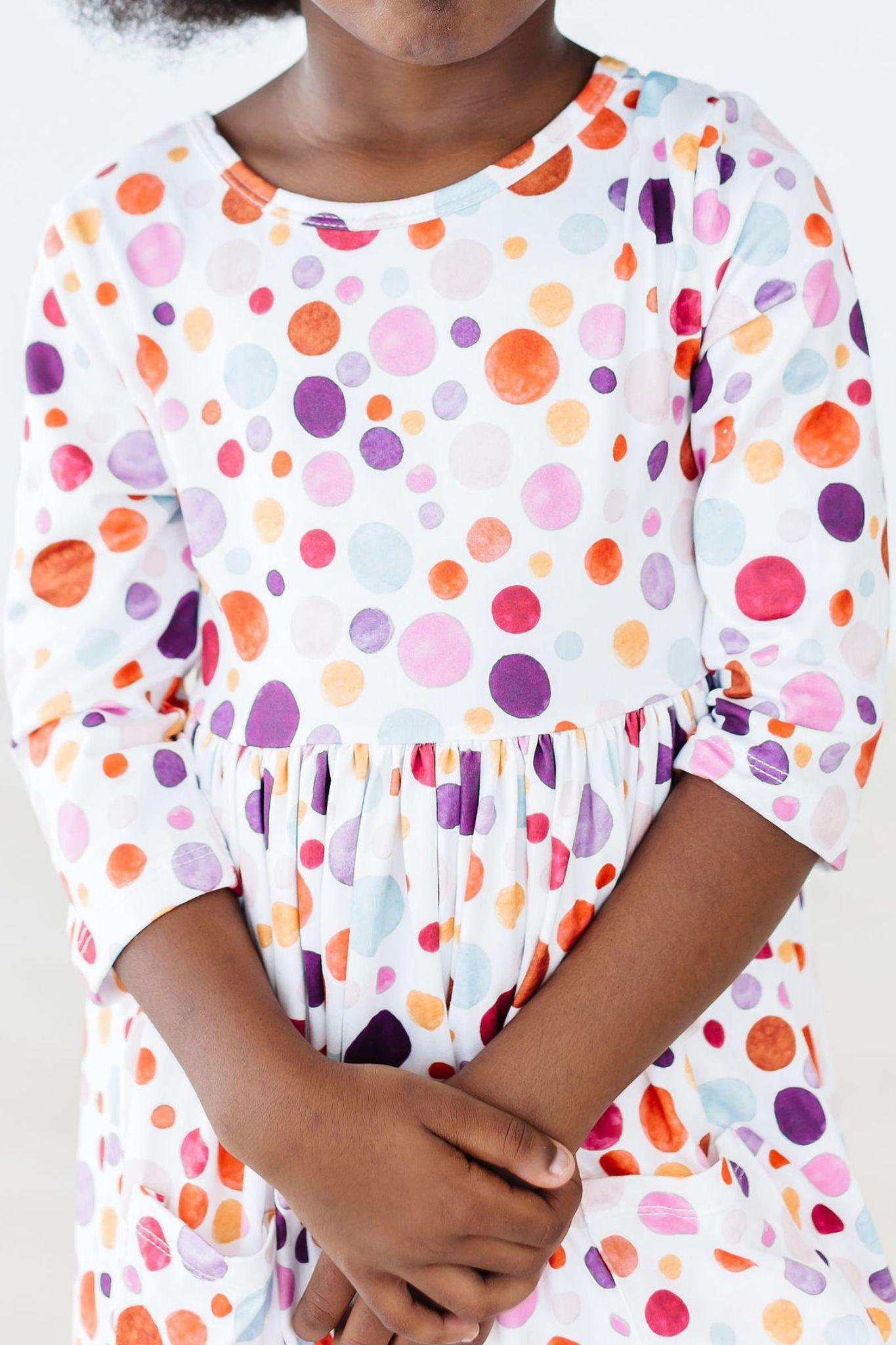 Mila & Rose ® Watercolor Pebbles Three Quarter Sleeve Twirl Dress Pocket - Apparel & Accessories > Clothing > Dresses Twirl Pocket Dress 3/4