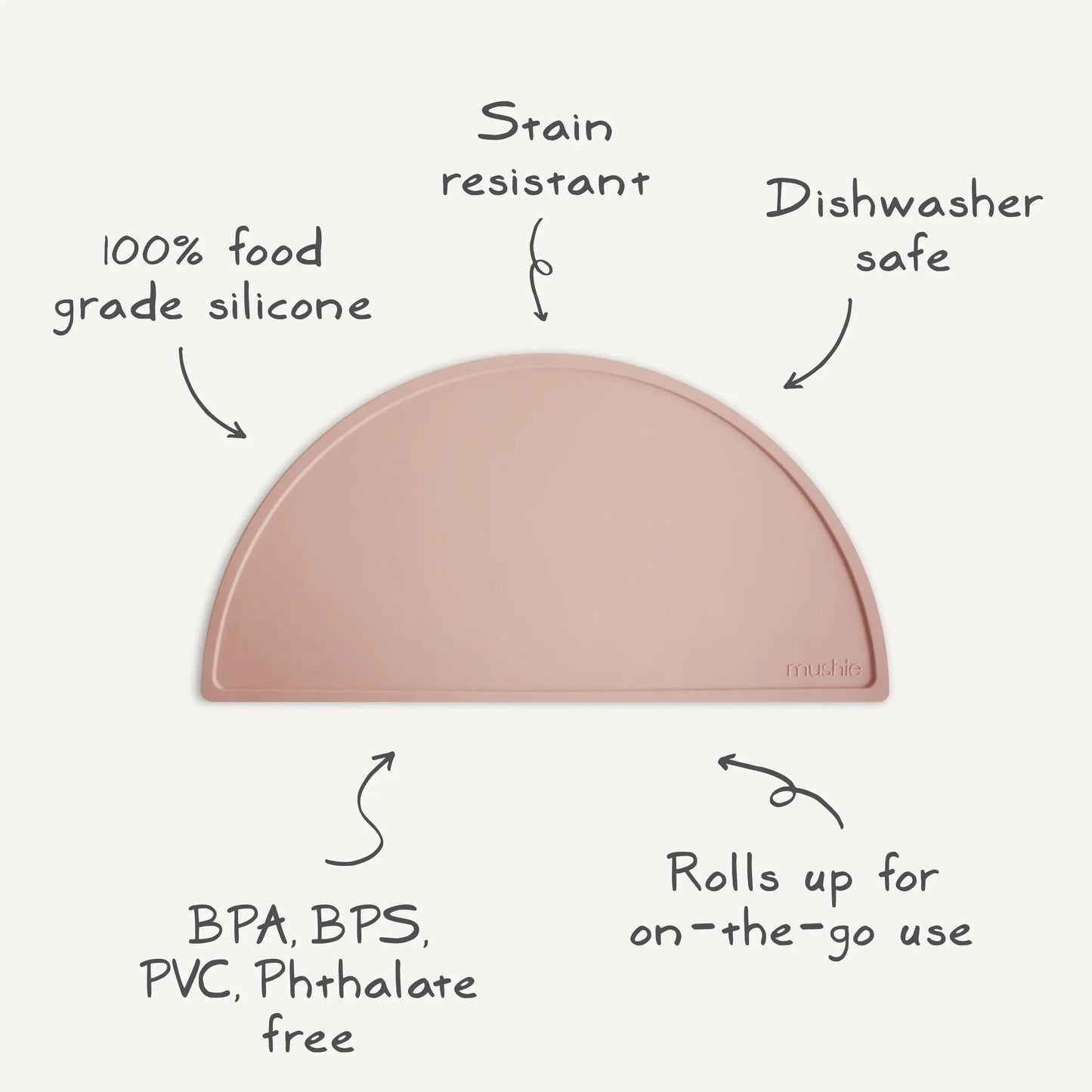 Silicone Placemat for Kids Durable and Easy to Clean Food Grade Silicone Stylish Design Mushie