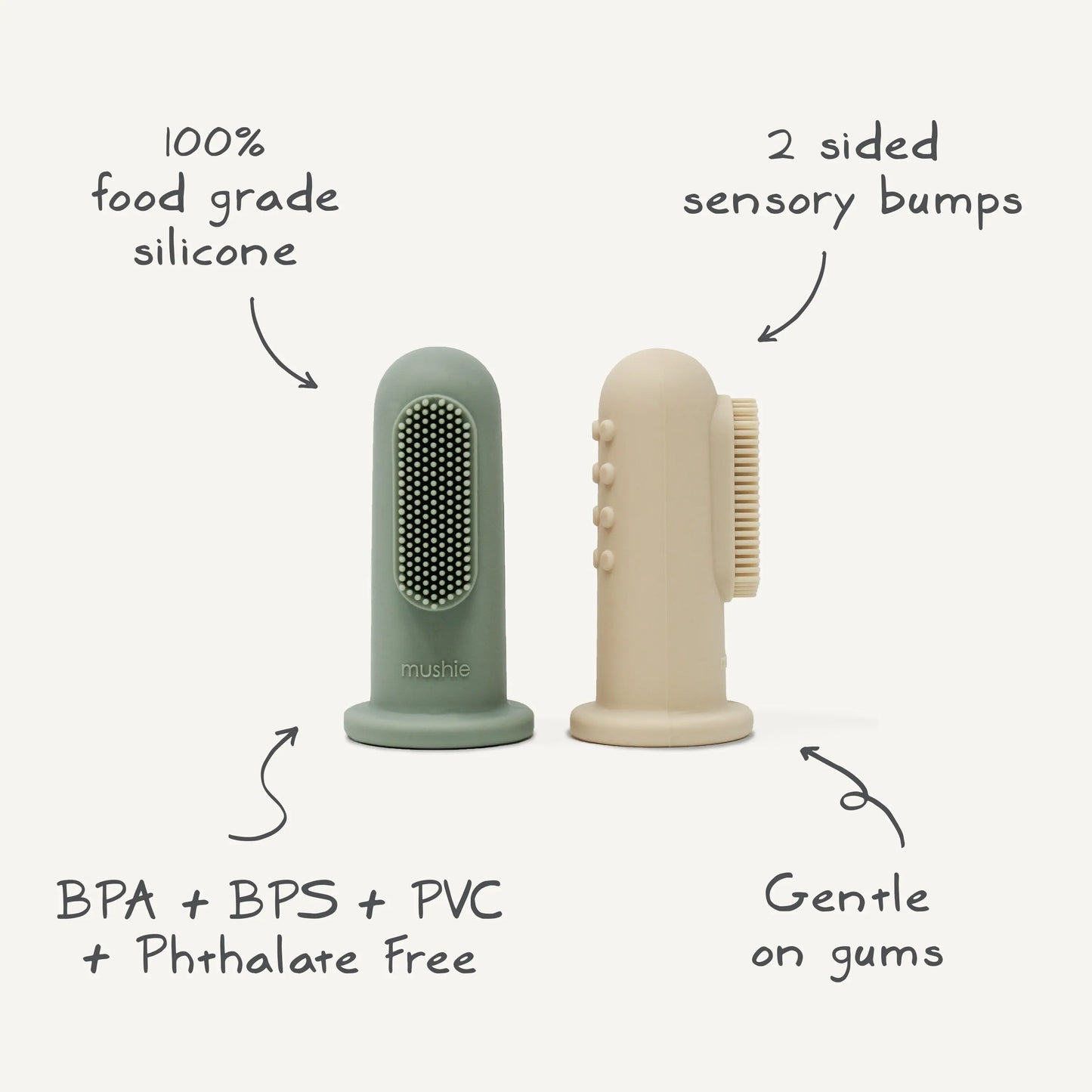 Finger Toothbrush for Babies BPA Free and Chemical Free Food Grade Silicone Teething Relief Mushie