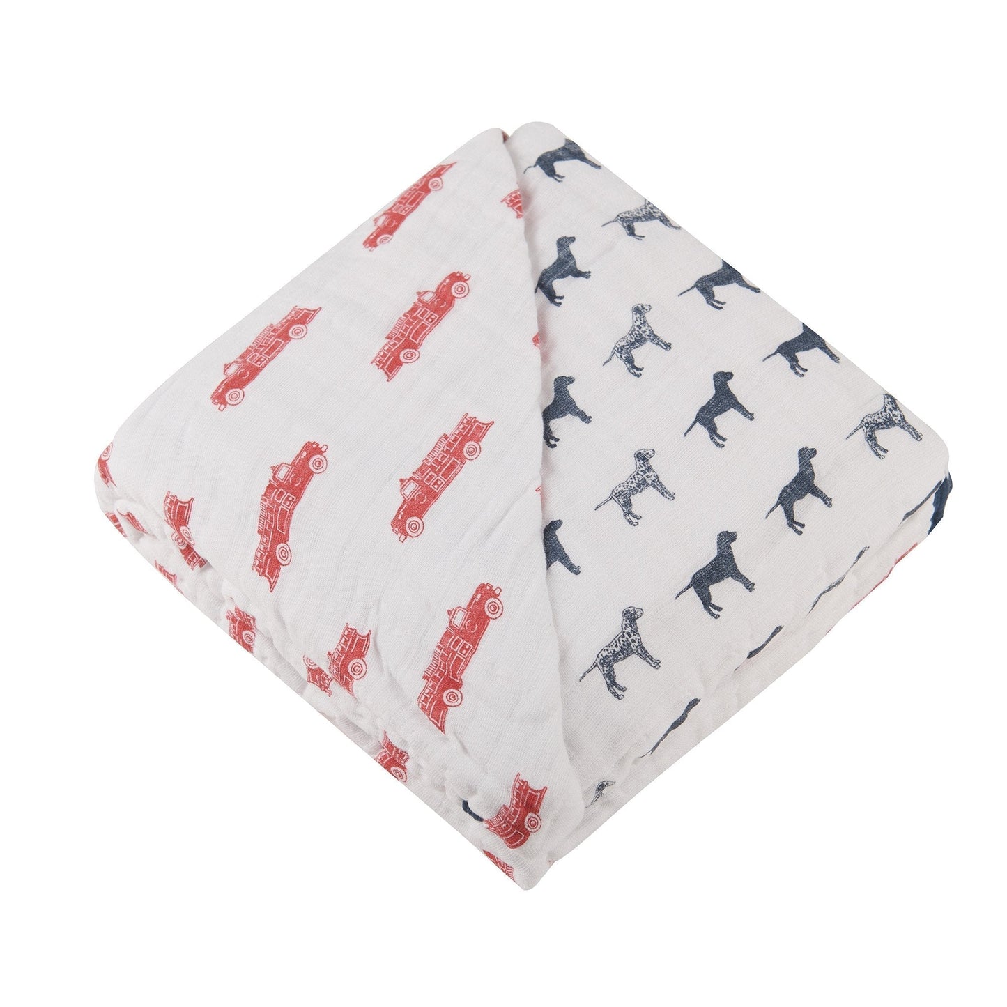 Fire Truck And Dalmatian Cotton Muslin Newcastle Blanket Newcastle Classics
