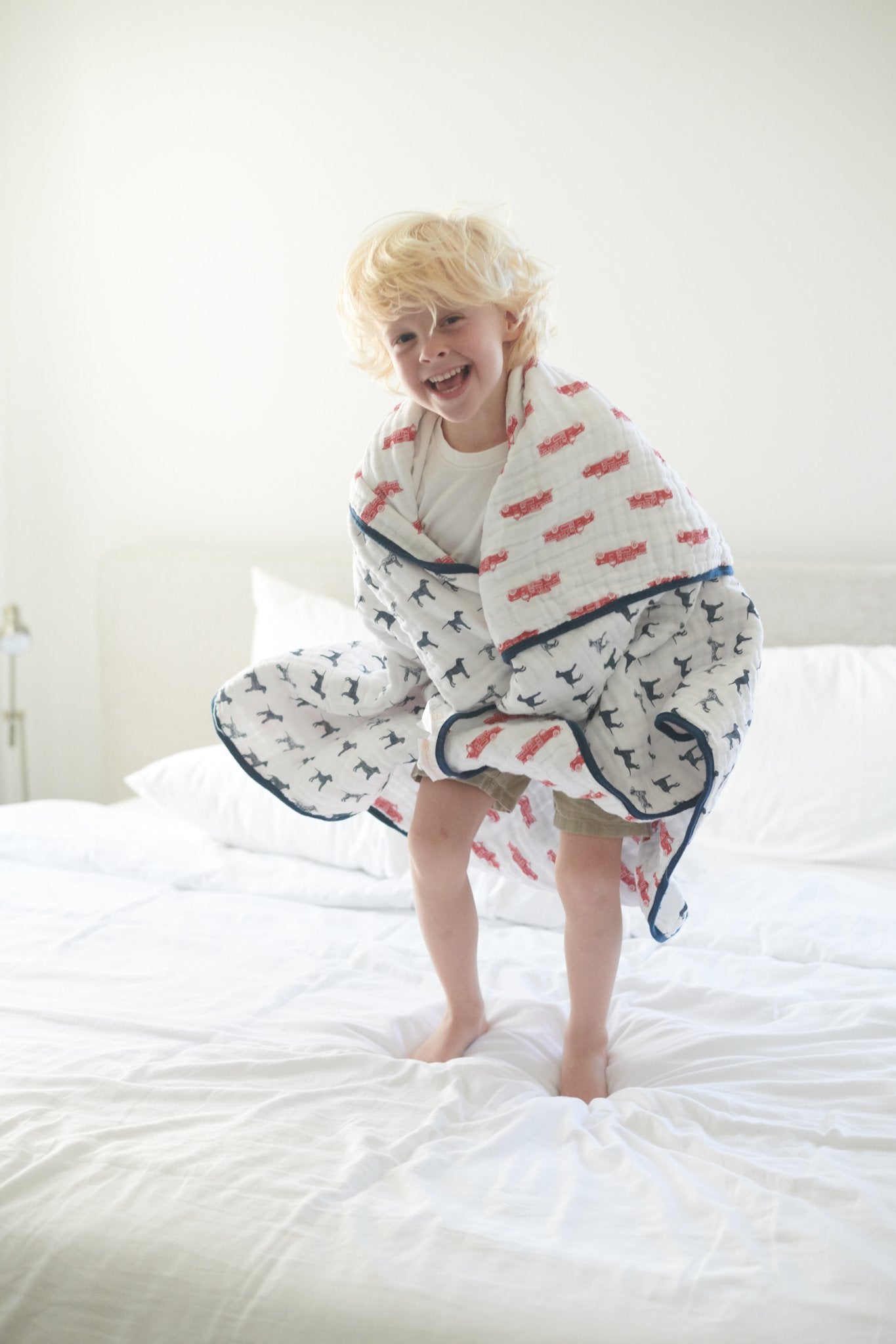 Fire Truck And Dalmatian Cotton Muslin Newcastle Blanket Newcastle Classics
