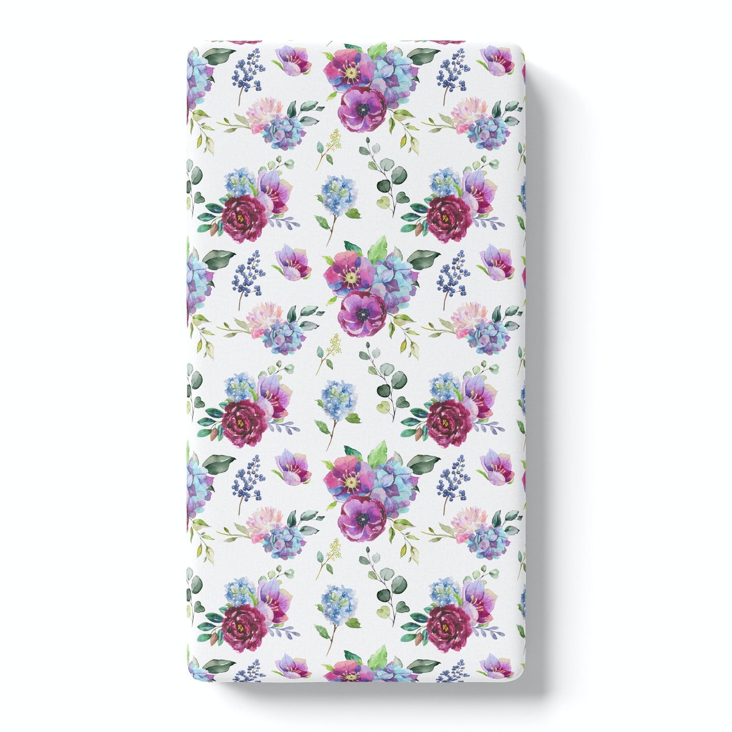 Fitted Crib Sheet Blue Floral Design Soft Cotton Baby Bedding Honey Lemonade