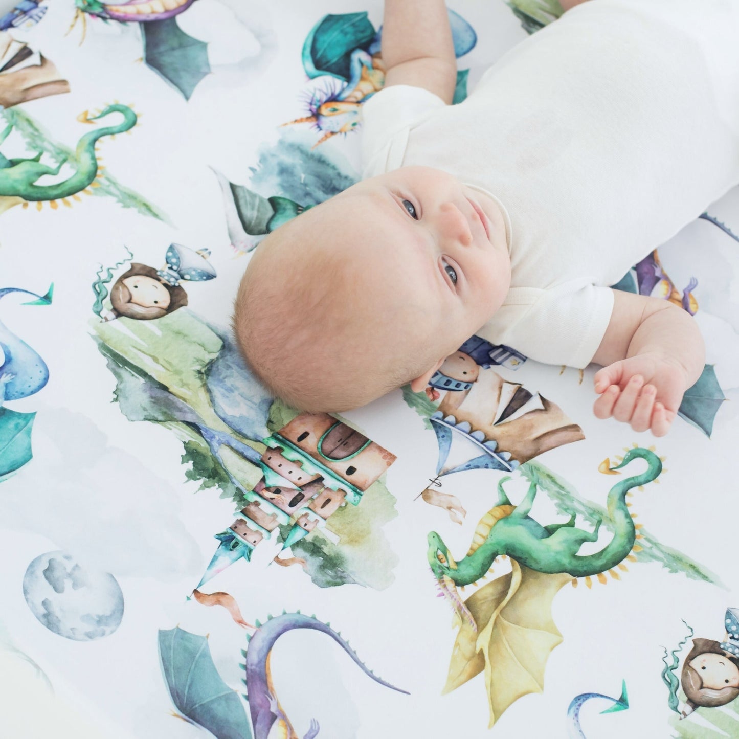 Fitted Crib Sheet Dragons and Knights Theme for Baby Boy Nursery Honey Lemonade