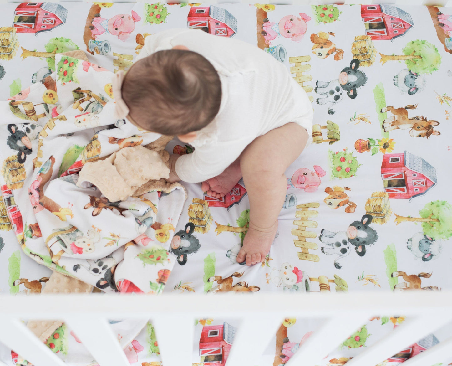 Fitted Crib Sheet Farm Animals Cozy Soft Nursery Bedding Honey Lemonade