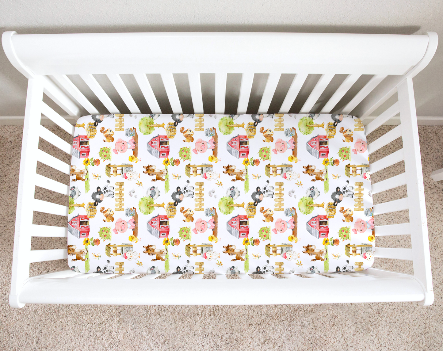 Fitted Crib Sheet Farm Animals Cozy Soft Nursery Bedding Honey Lemonade