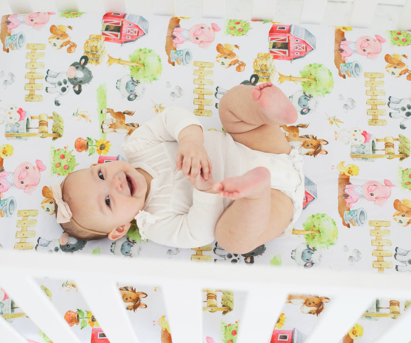 Fitted Crib Sheet Farm Animals Cozy Soft Nursery Bedding Honey Lemonade