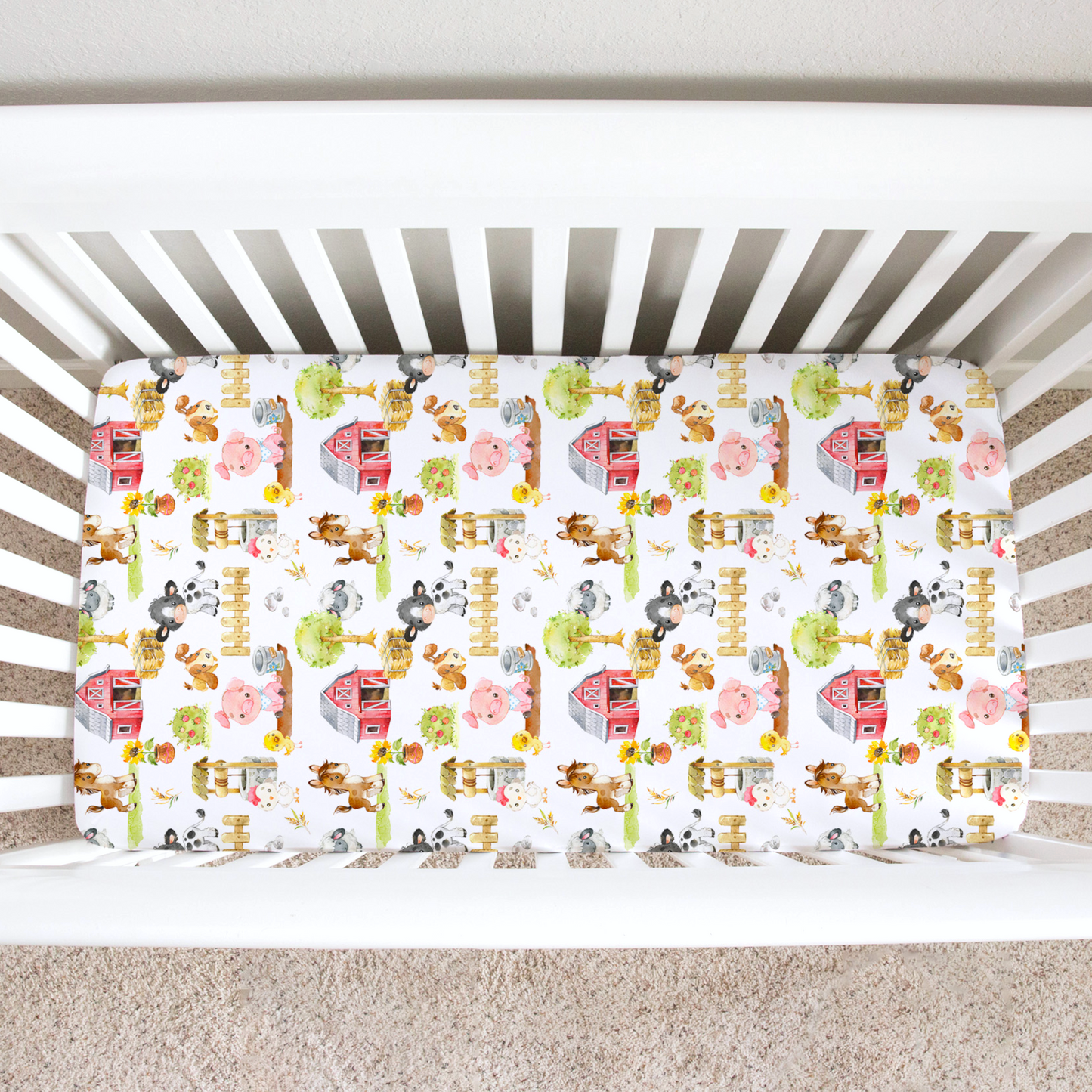 Fitted Crib Sheet Farm Animals Cozy Soft Nursery Bedding Honey Lemonade