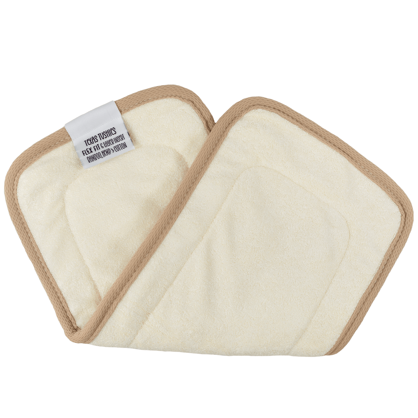 Flex Fit 6 Layer Natural Fiber Cloth Diaper Insert with Bamboo Terry and Hemp Cotton Core Texas Tushies