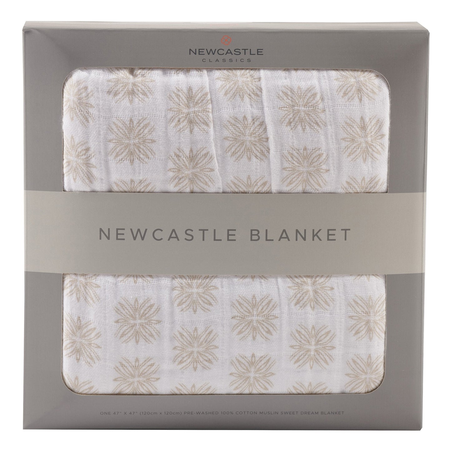 Flower Child Cotton Muslin Newcastle Blanket for Kids Soft Breathable Cuddly Four Layer Natural Cotton Newcastle Classics