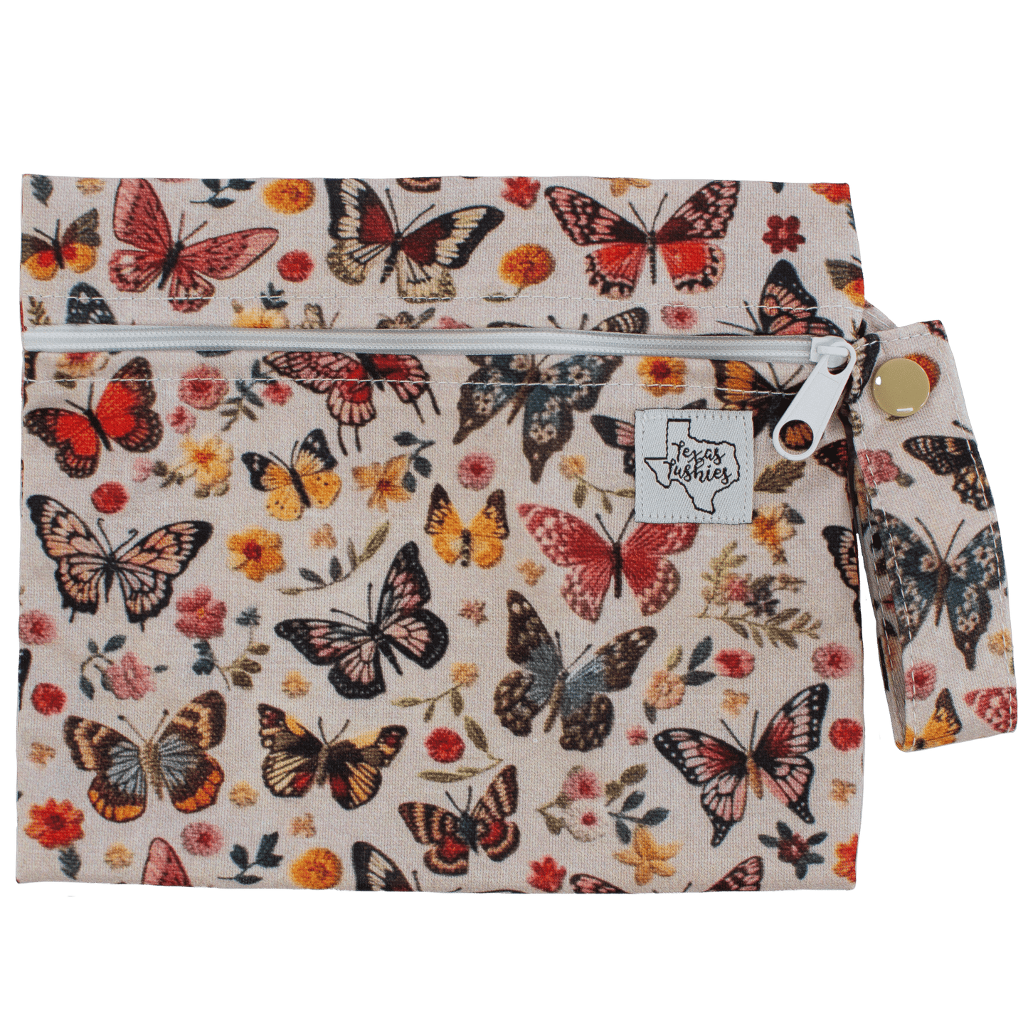 Flutter Embroidery Mini Wet Bag 6 by 7 Inches with Handle Texas Tushies
