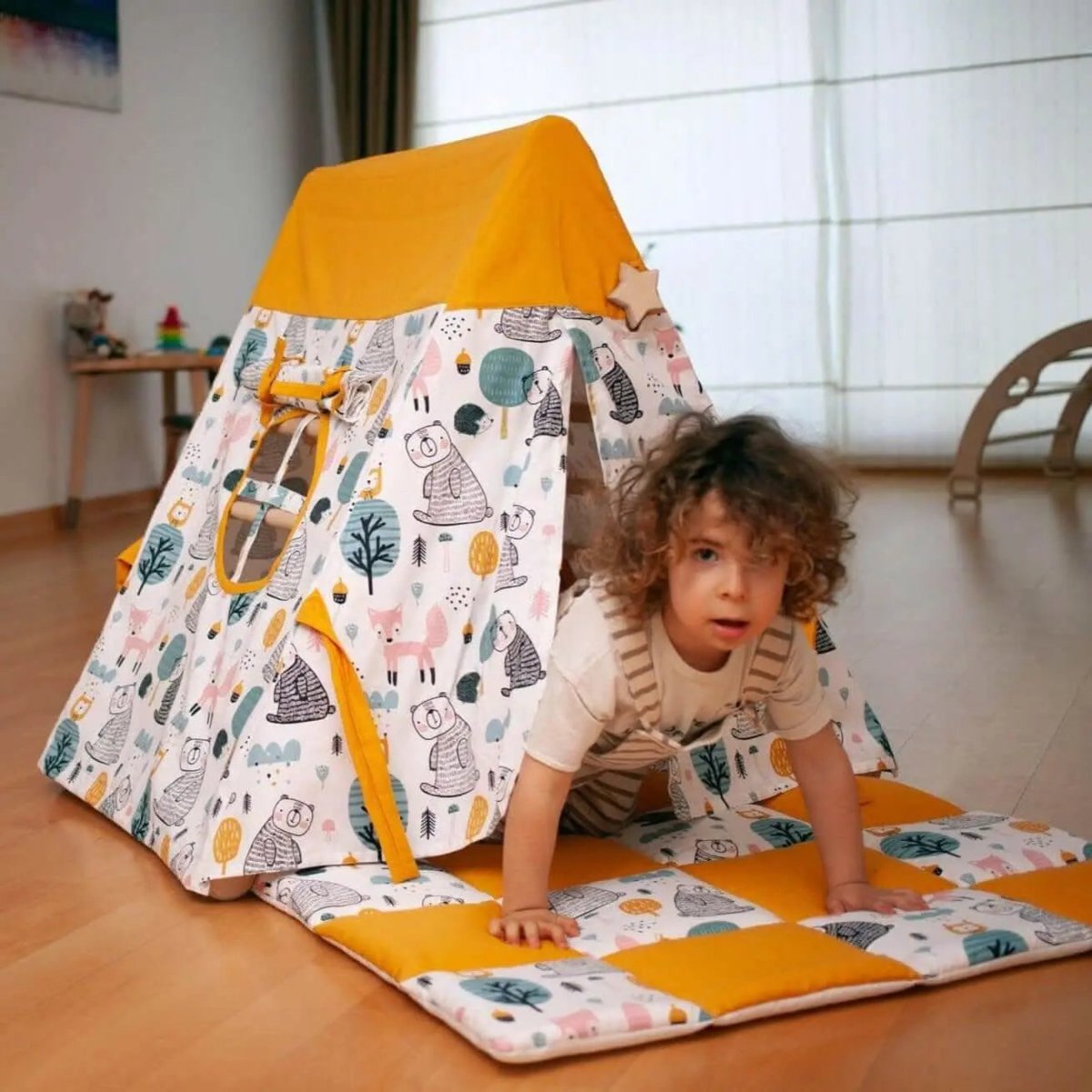 Kidodido Foldable Climbing Triangle With Tent Cover Ramp Mat Kids - Everetts Place Boutique -