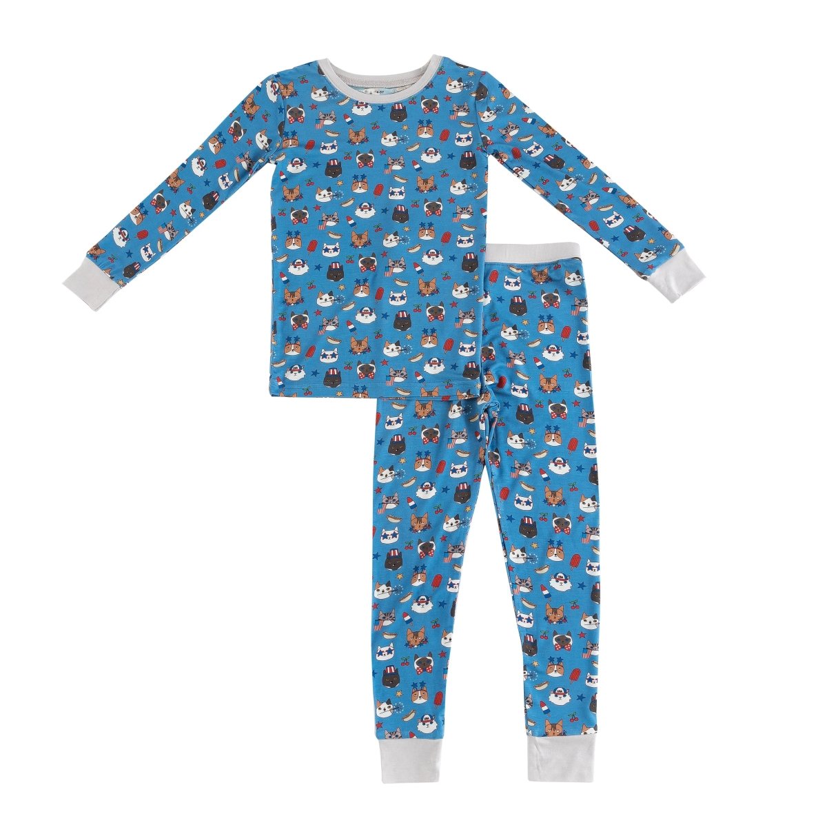 Dreamlet Freedom Cats Long Sleeve Pajama Set Bamboo Viscose Fabric - Everetts Place Boutique -