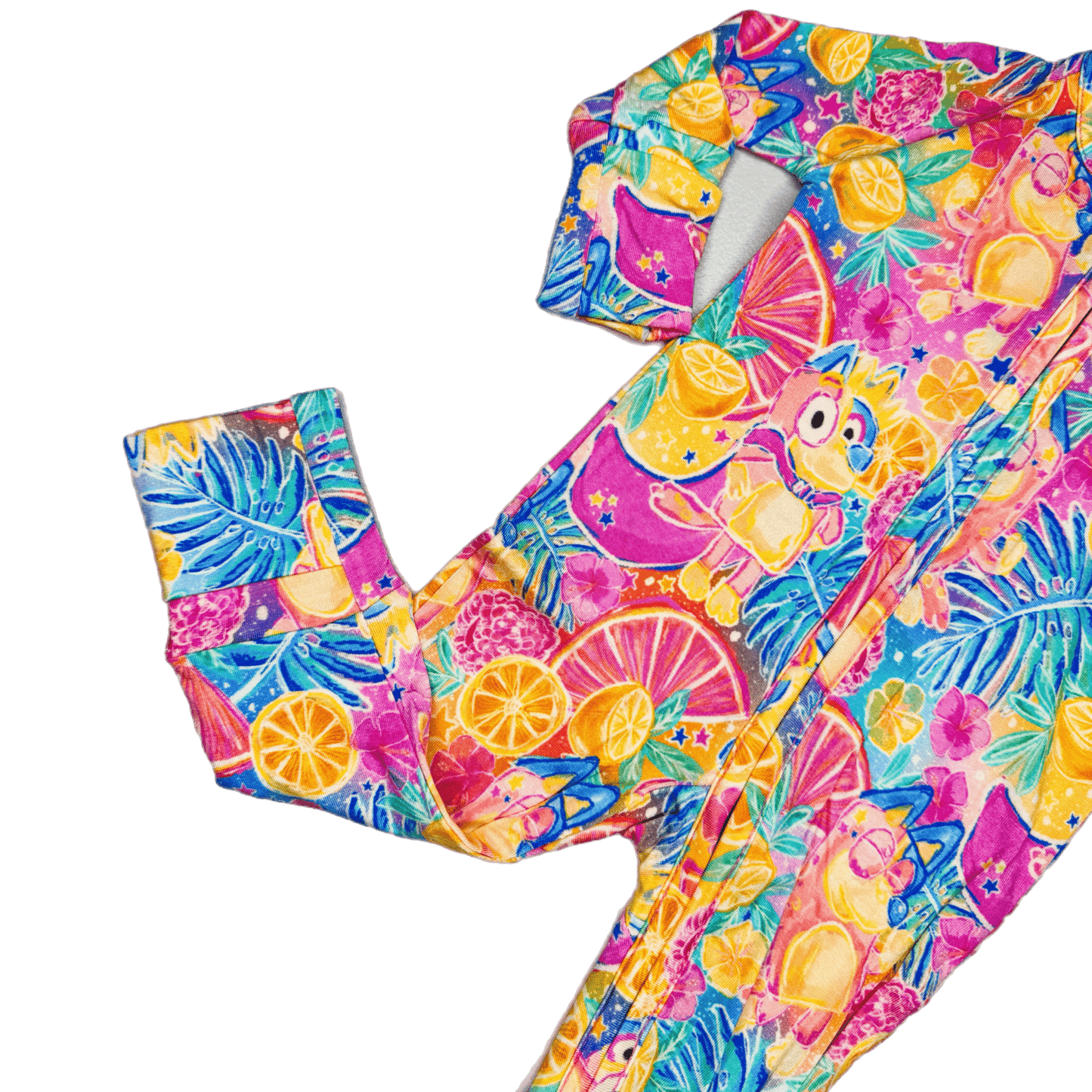 Fruit Party Bamboo Viscose Zippies for Kids Breathable Stretchy Sleepwear Texas Tushies