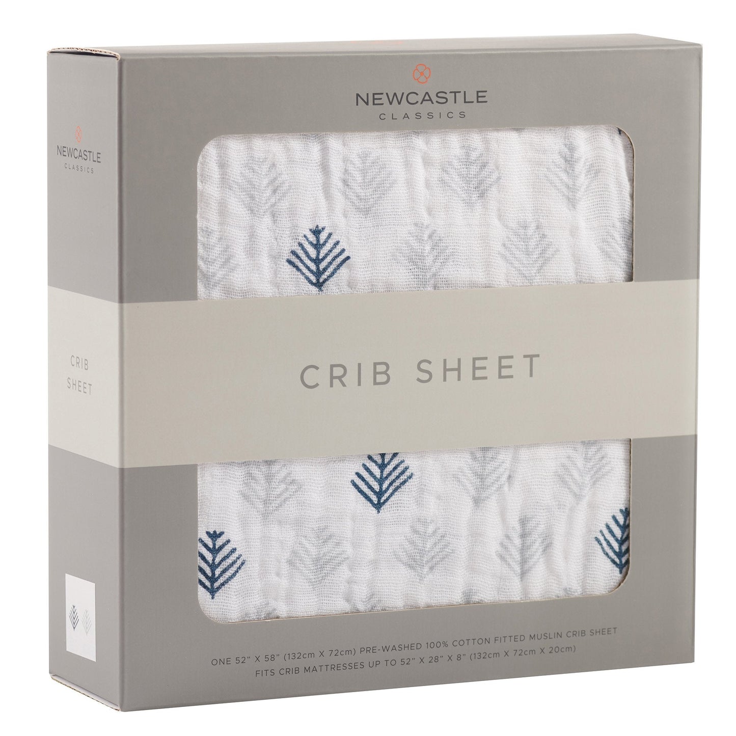 Glacier Branch Cotton Muslin Crib Sheet for Standard Mattresses 28x52 Inches Newcastle Classics