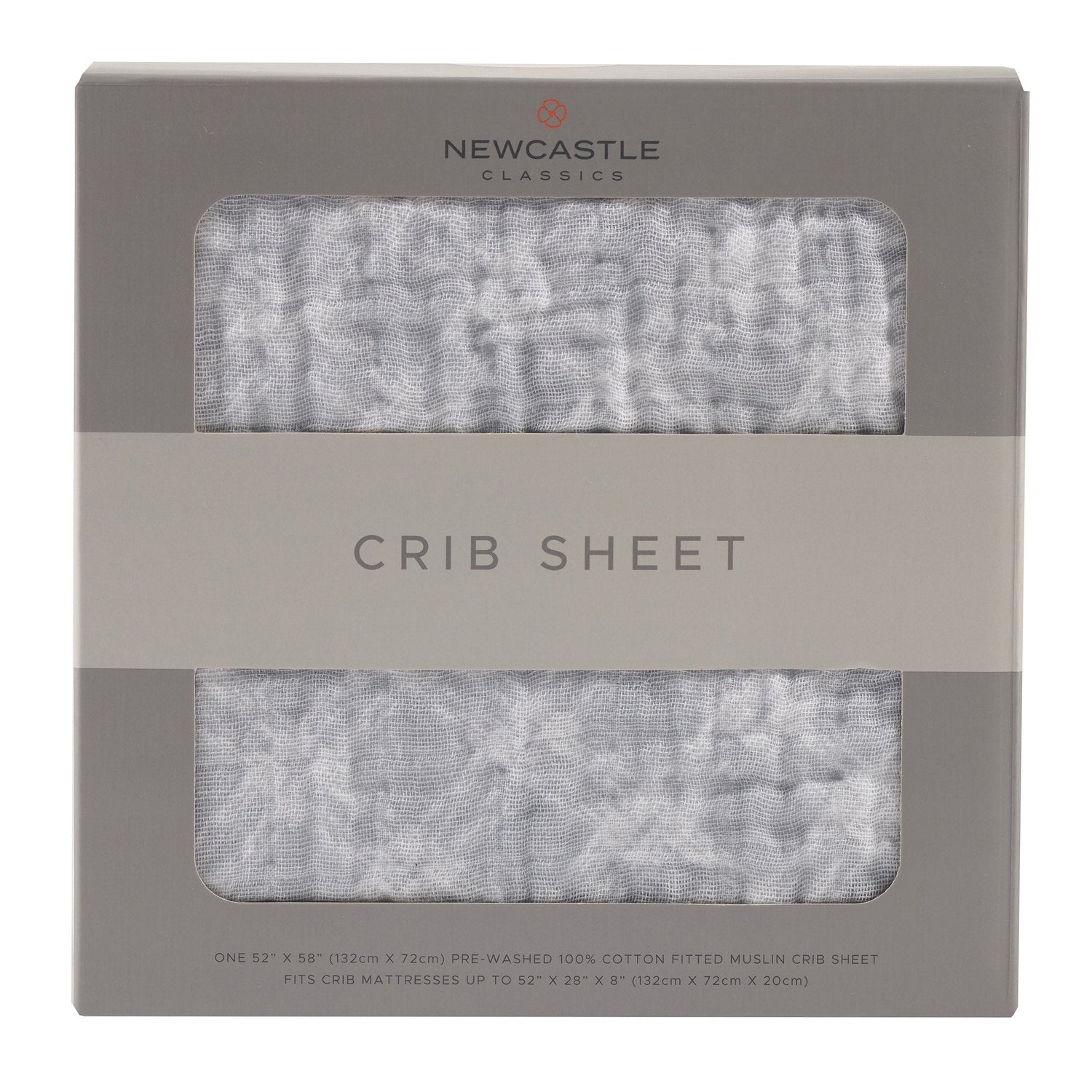 Newcastle Classics Glacier Grey Plaid Cotton Muslin Crib Sheet for Comfortable Baby Sleep - Furniture > Baby & Toddler Furniture > Crib & Toddler Bed Accessories Cotton Crib Sheet