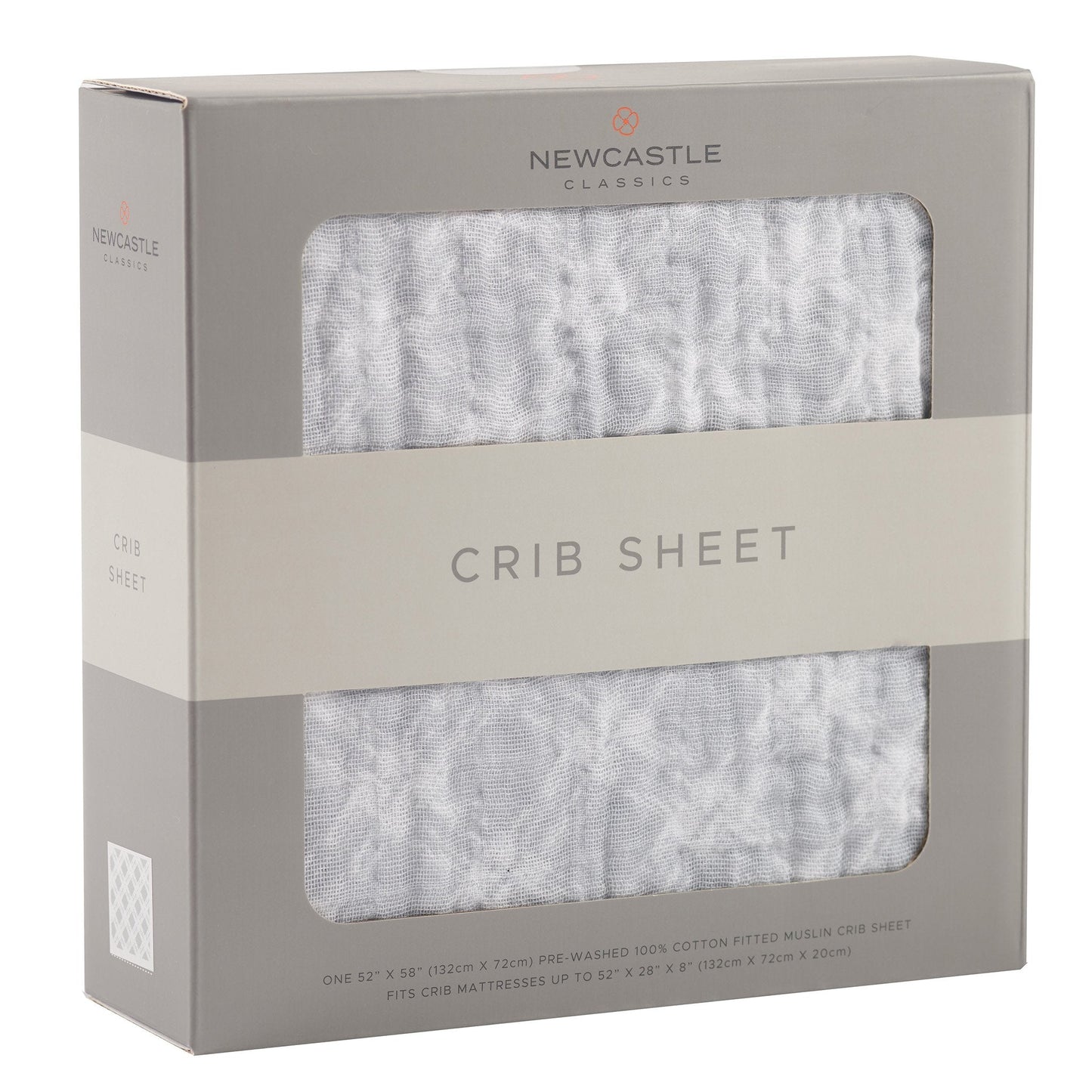 Glacier Grey Plaid Cotton Muslin Crib Sheet 100 Percent Natural Breathable Soft Material Newcastle Classics