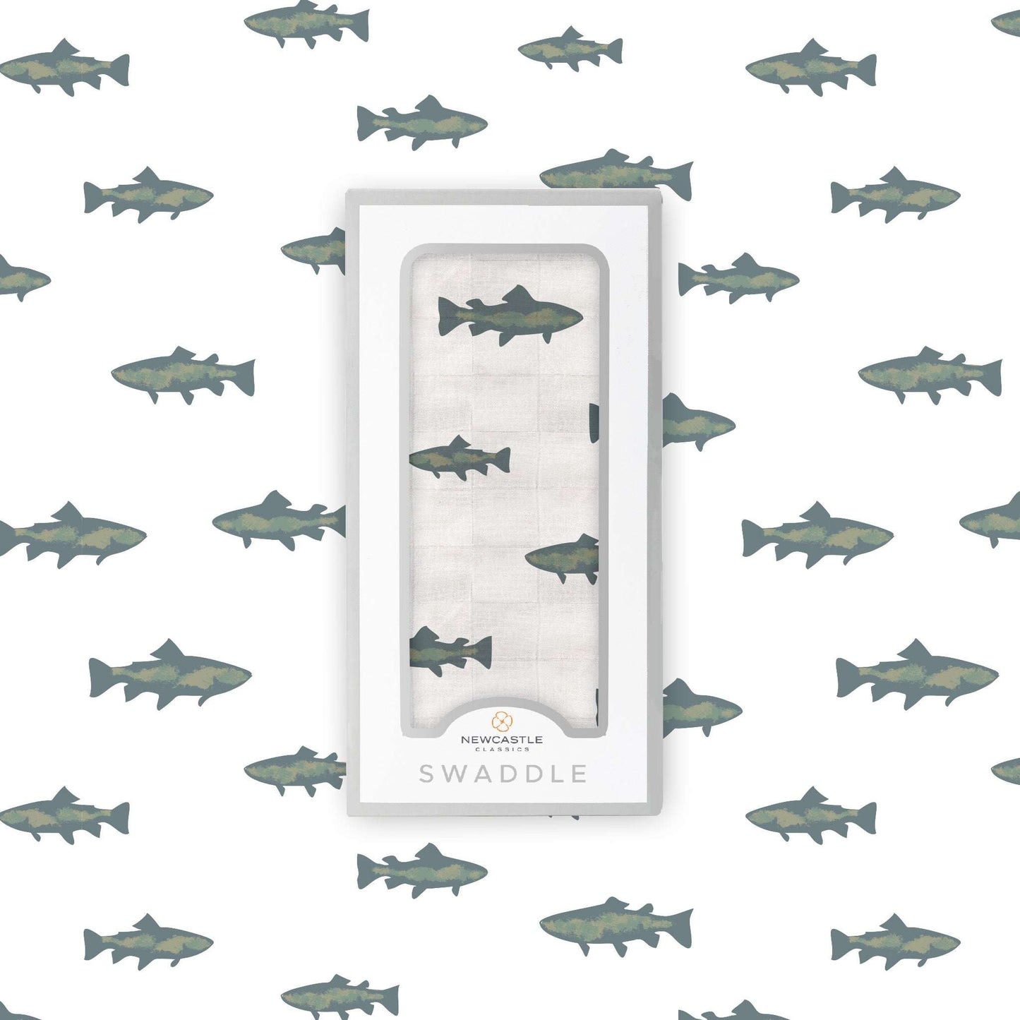 Gone Fishing Bamboo Muslin Swaddle Blanket Soft Breathable Multiuse Cover Newcastle Classics