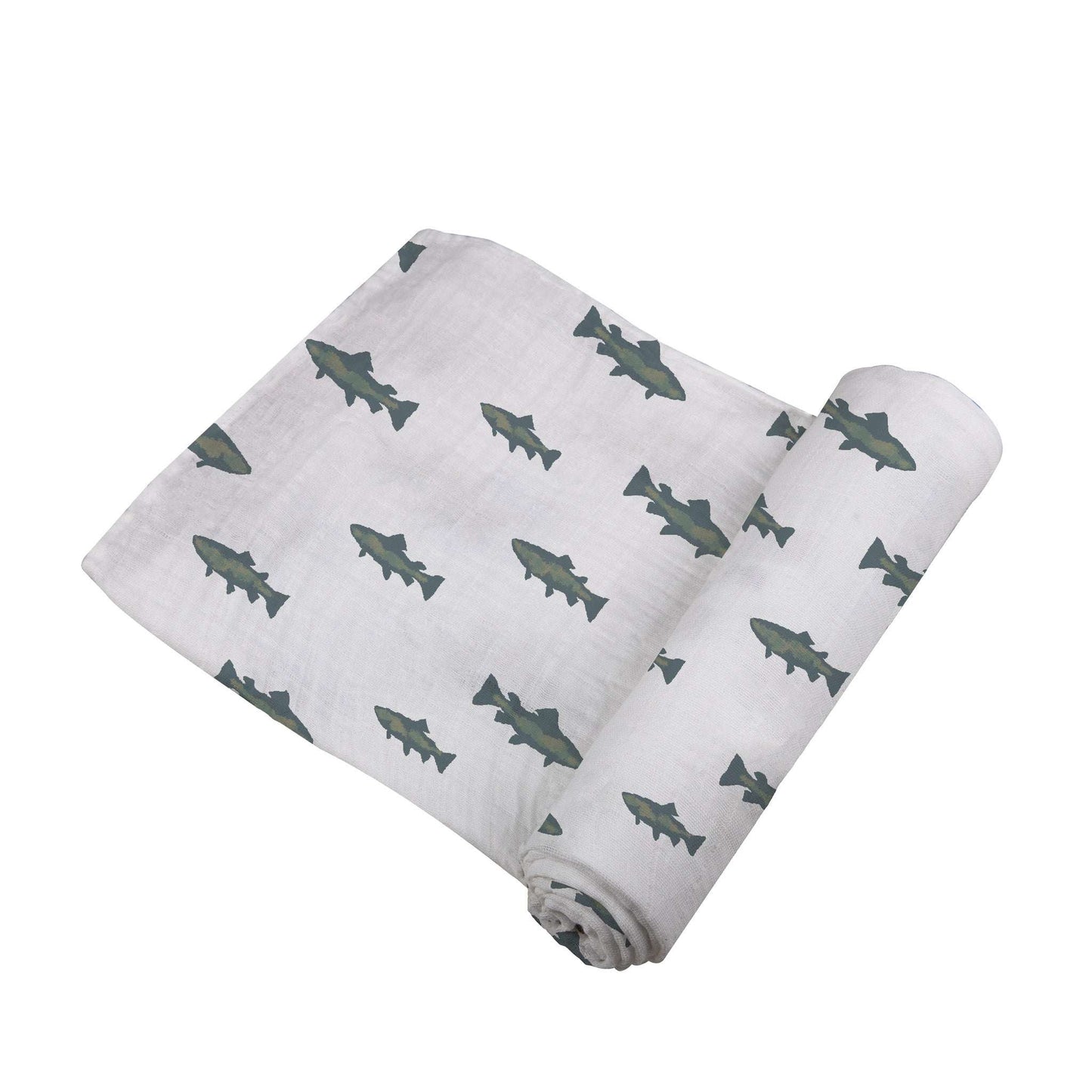 Gone Fishing Bamboo Muslin Swaddle Blanket Soft Breathable Multiuse Cover Newcastle Classics