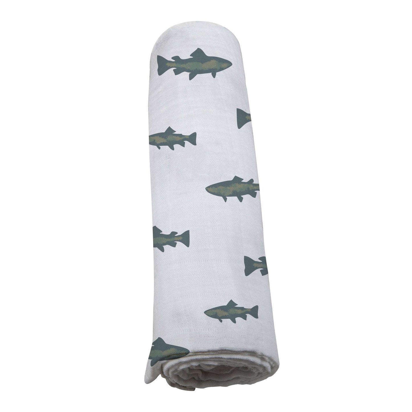 Gone Fishing Bamboo Muslin Swaddle Blanket Soft Breathable Multiuse Cover Newcastle Classics