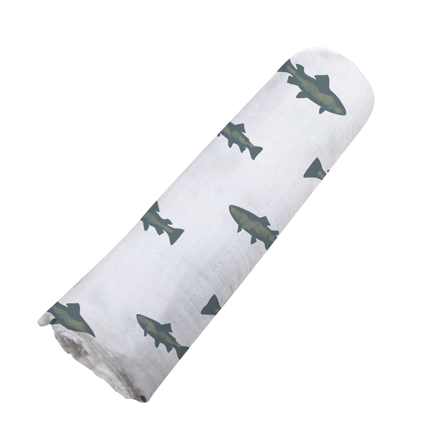 Gone Fishing Bamboo Muslin Swaddle Blanket Soft Breathable Multiuse Cover Newcastle Classics