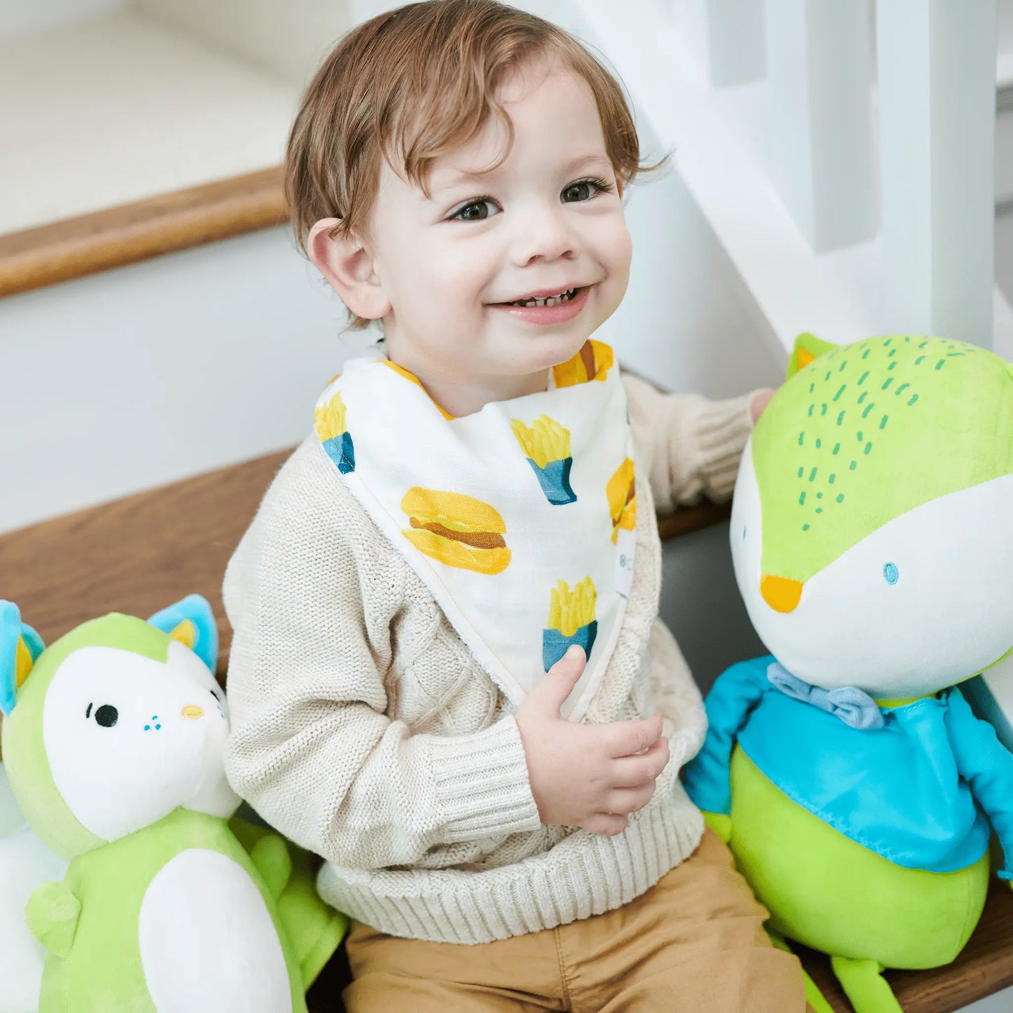 Small Fry and Burgers and Fries 2 Pack Muslin and Terry Cloth Bib Set for Babies Goosewaddle® | Newborn Baby Blankets Toys Teethers Bibs & More