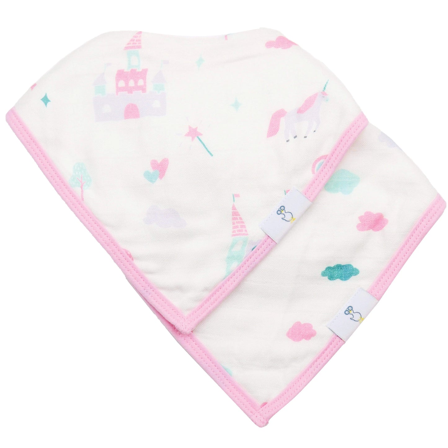 Clouds And Castles 2 Pack Muslin And Terry Cloth Bib Set Goosewaddle® | Newborn Baby Blankets Toys Teethers Bibs & More