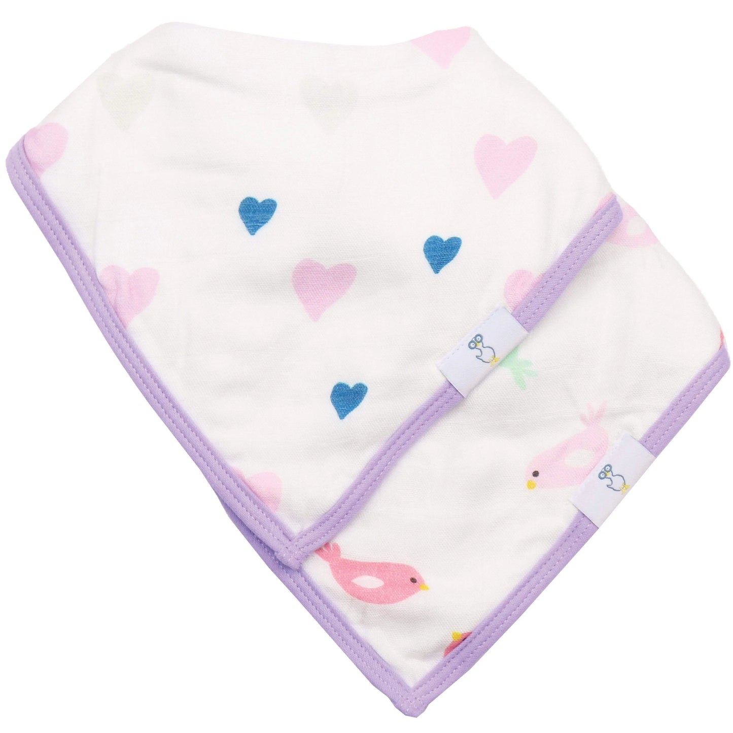 Hearts And Birds 2 Pack Muslin And Terry Cloth Bib Set Goosewaddle® | Newborn Baby Blankets Toys Teethers Bibs & More