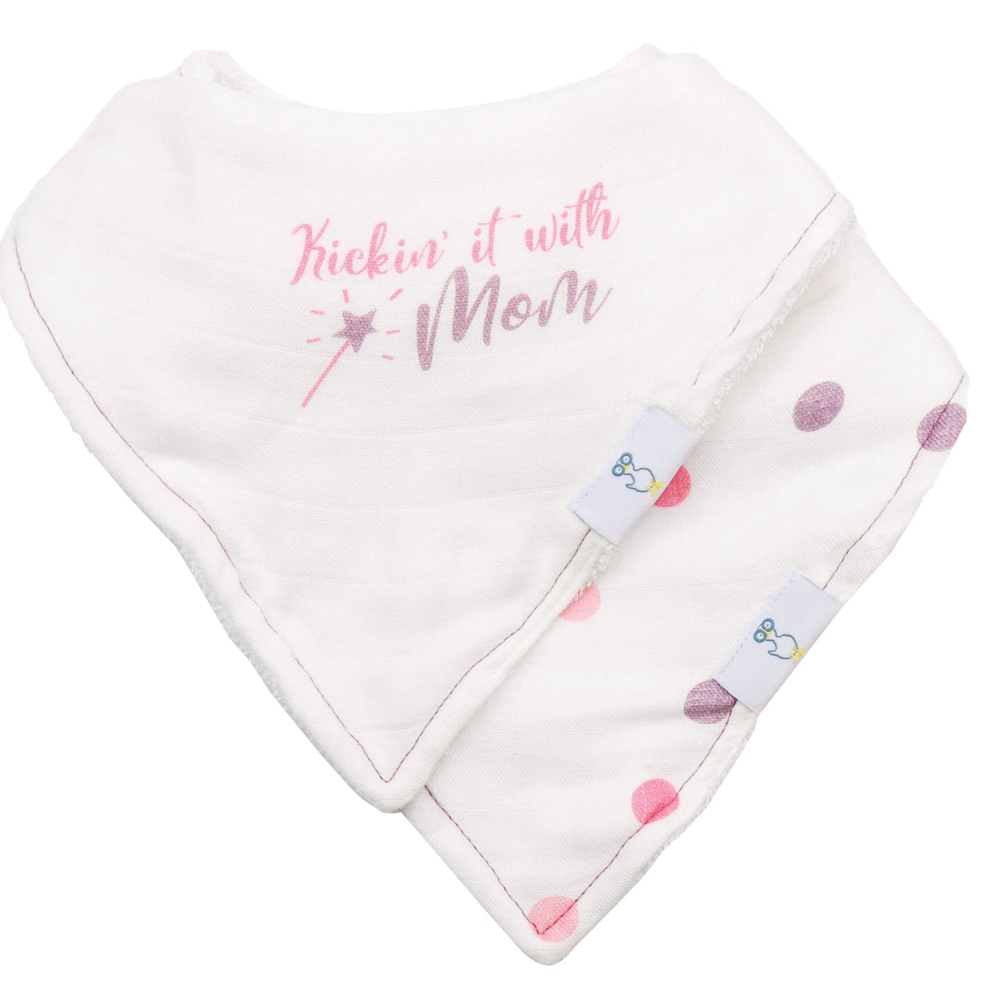 Mom And Dots 2 Pack Muslin And Terry Cloth Bib Set For Babies Goosewaddle® | Newborn Baby Blankets Toys Teethers Bibs & More