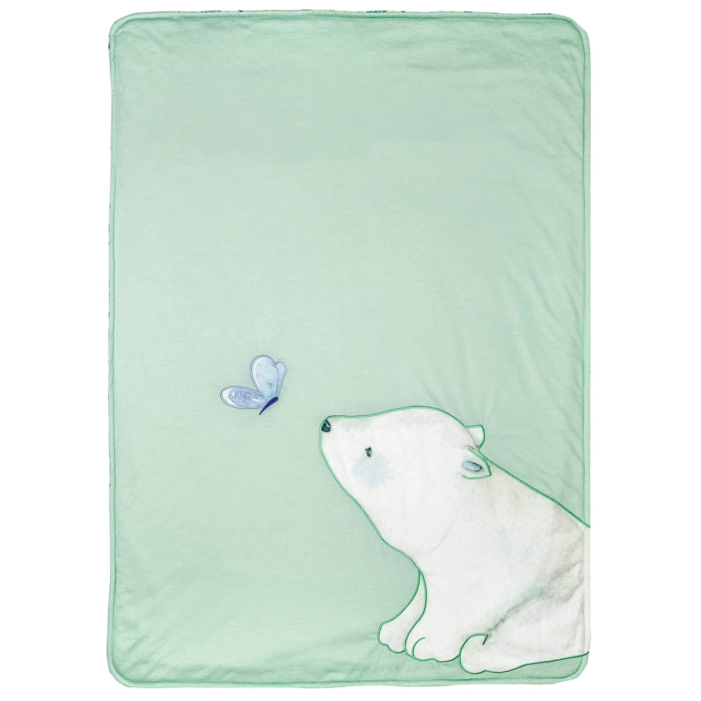 Basil Bear Mint Applique Baby Blanket Soft Polyester Velboa Back Goosewaddle® | Newborn Baby Blankets Toys Teethers Bibs & More