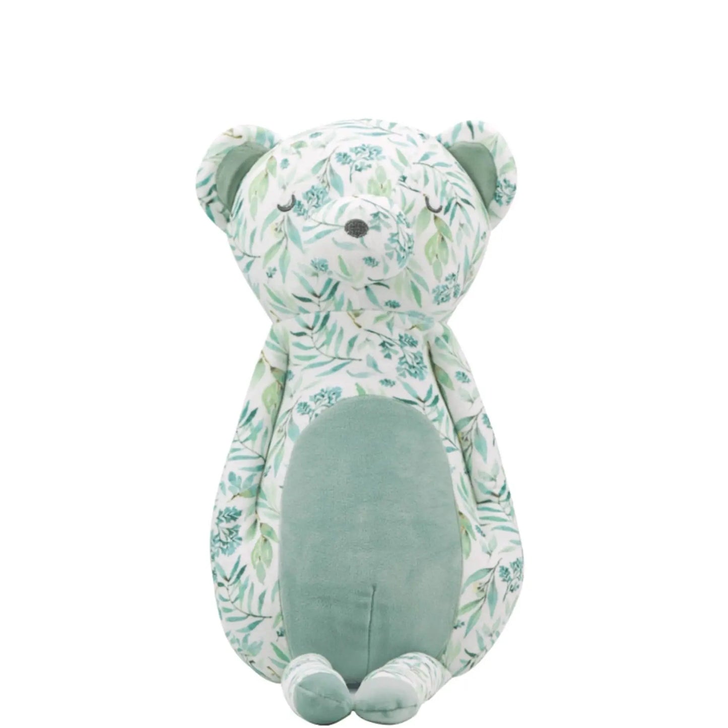 Basil Bear Gift Set with Plush Toy Gray Knit Blanket Mint Wooden Silicone Teether and Peas XO Bib 2 Pack Goosewaddle® | Newborn Baby Blankets Toys Teethers Bibs & More